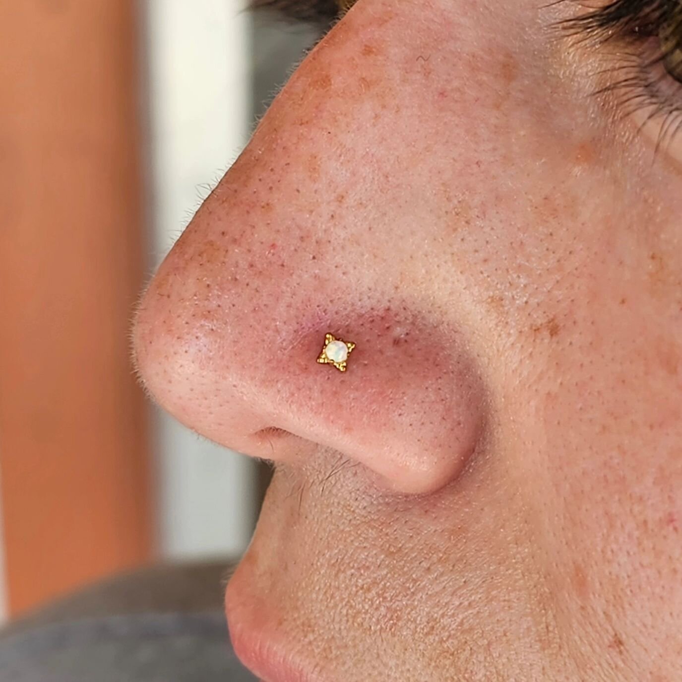 Robert @piercingsbyrobert used this 18kt gold beaded Zia with a white opal from @anatometalinc for this fresh nostril piercing earlier this week.

#nostril #nostrilpiercing #nosepiercing #goldbodyjewelry #goldjewelry #bodyjewelry #bodypiercing #legit