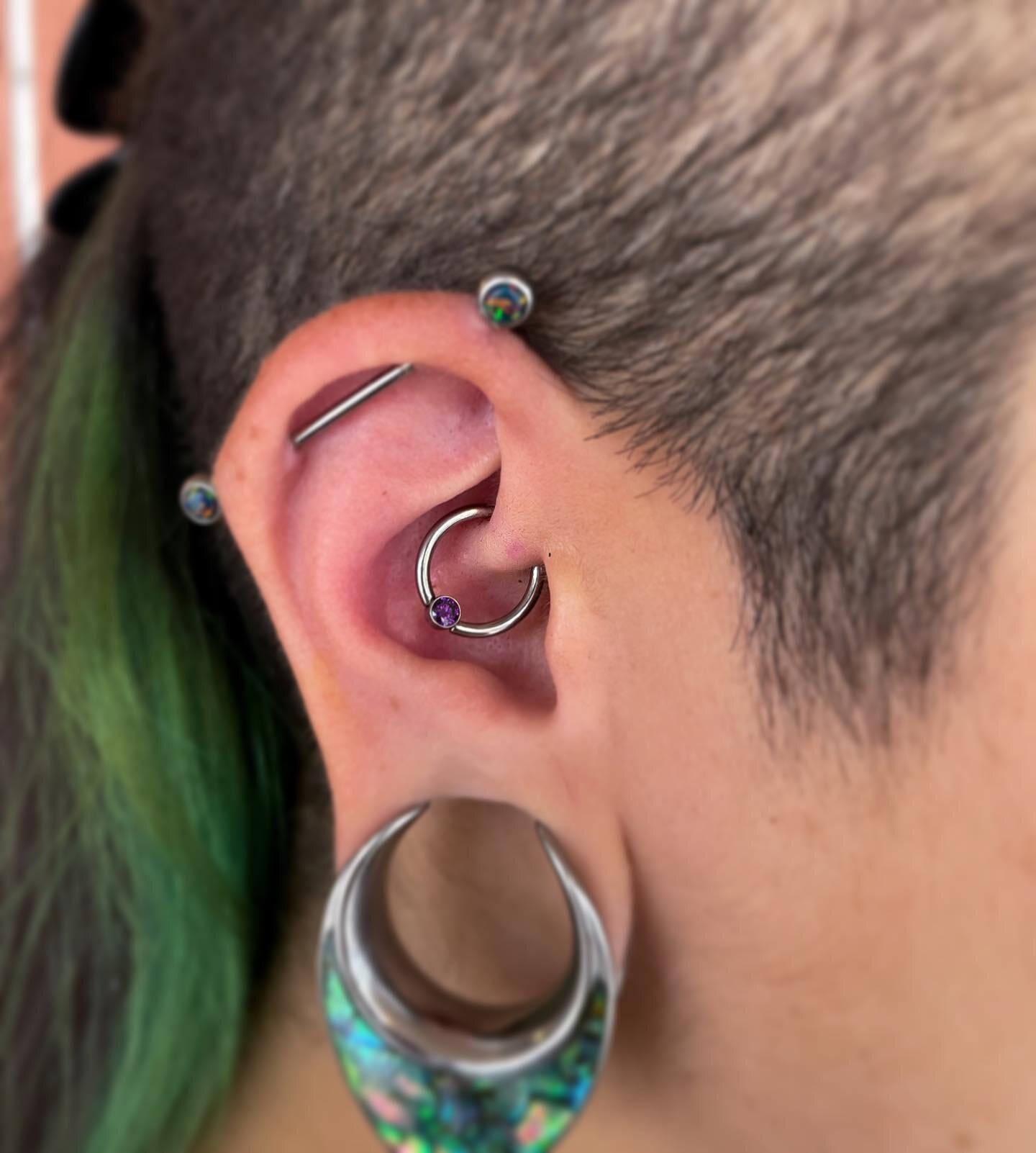 1st daith accomplished the other day ✨14g 7/16&rdquo; F-136 titanium cbr with a 3mm Amethyst gem from @industrialstrength ✨