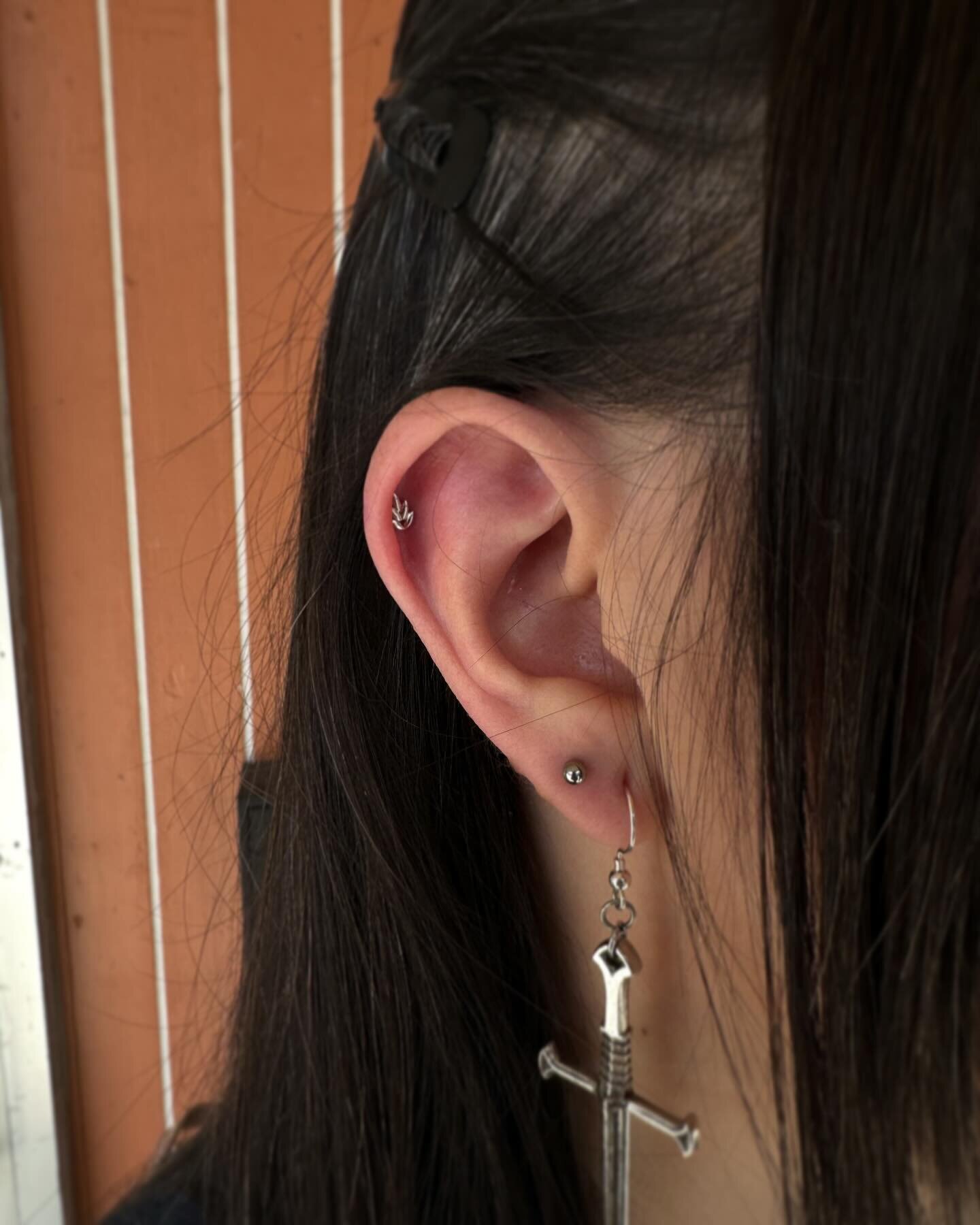 My buddies came in to see me today to add some new jewelry :-) fresh helix rockin&rsquo; a 14kt white gold Fernanda from @junipurrjewelry and some classic lil F-136 titanium balls in the new 2nd lobes