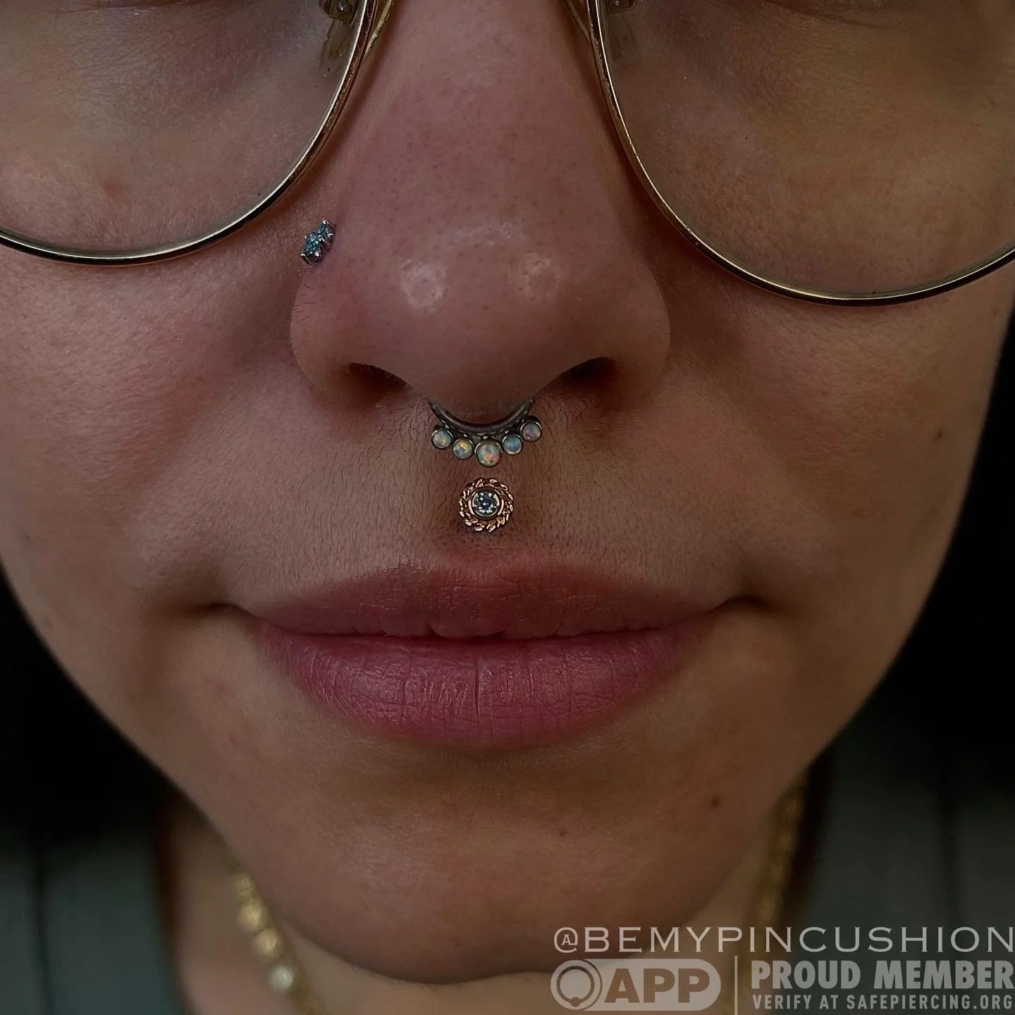 Fresh philtrum and nostril combo! "Reema" in the nose, and a braided "Raine" in the lip, both from @bvla. π«Άπ»
.
.
.
.
#lippiercing #philtrumpiercing #safepiercing #bodypiercing #bodypiercings