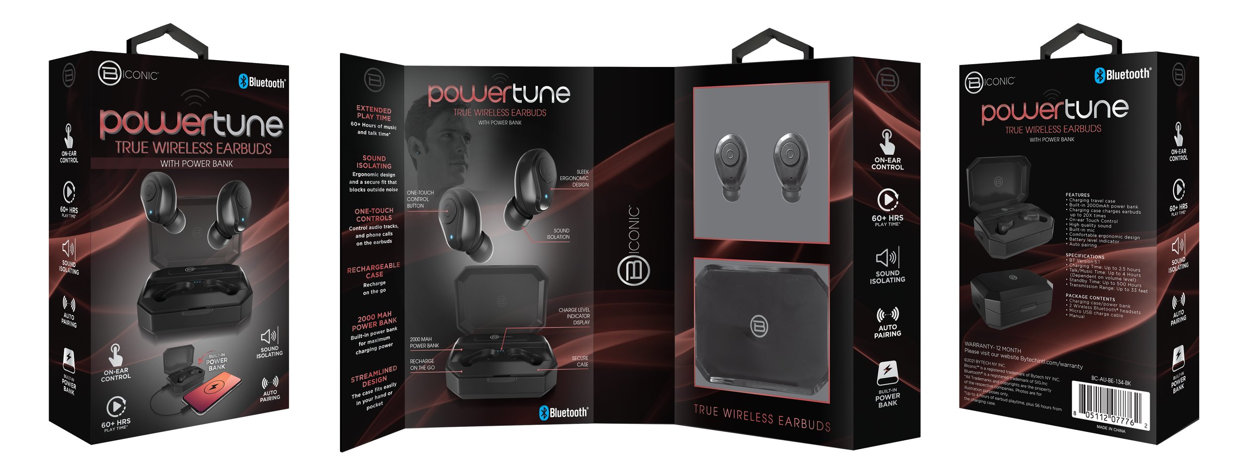 Biconic powertune true wireless earbuds case