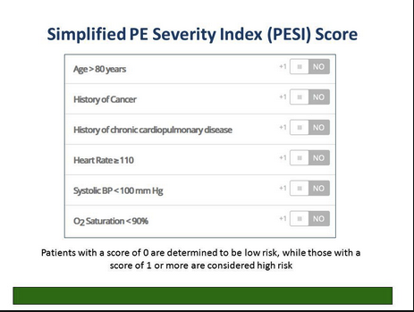 High risk PESI scores warrant consideration of ICU admit.