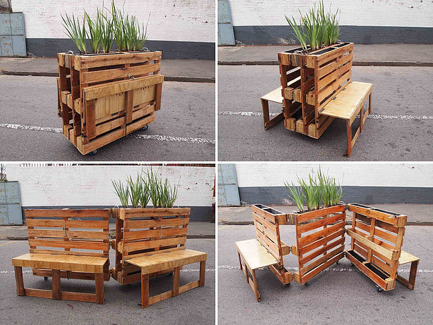 Cool idea for collapseable pallet furniture