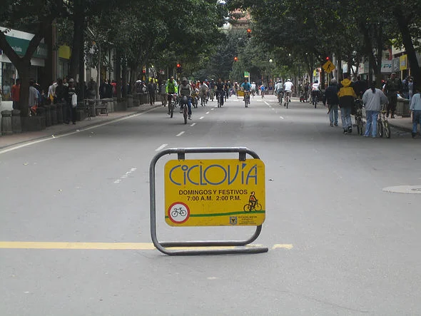 Ciclovia in Bogota, Colombia opens up many of the city’s streets to active transportation during certain times every week, promoting consistent physical activity and civic engagement among its residents. (Photo courtesy of Wikipedia)
