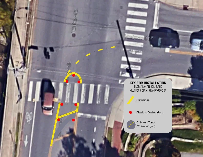 Intersection Intervention plan at Hillsboro Cir and Bandywood Dr