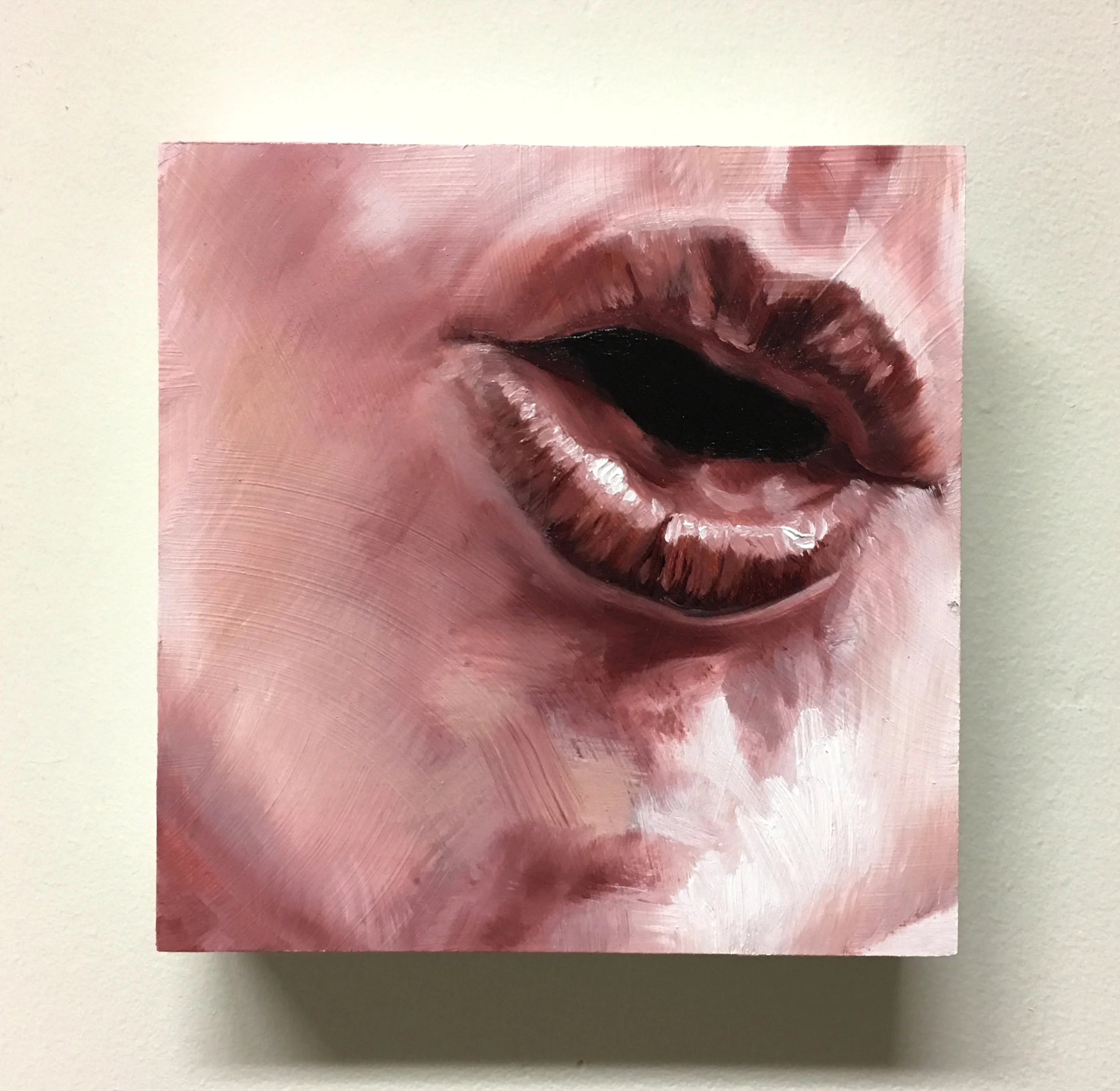 Pucker, Oil on wood, 6x6 inches