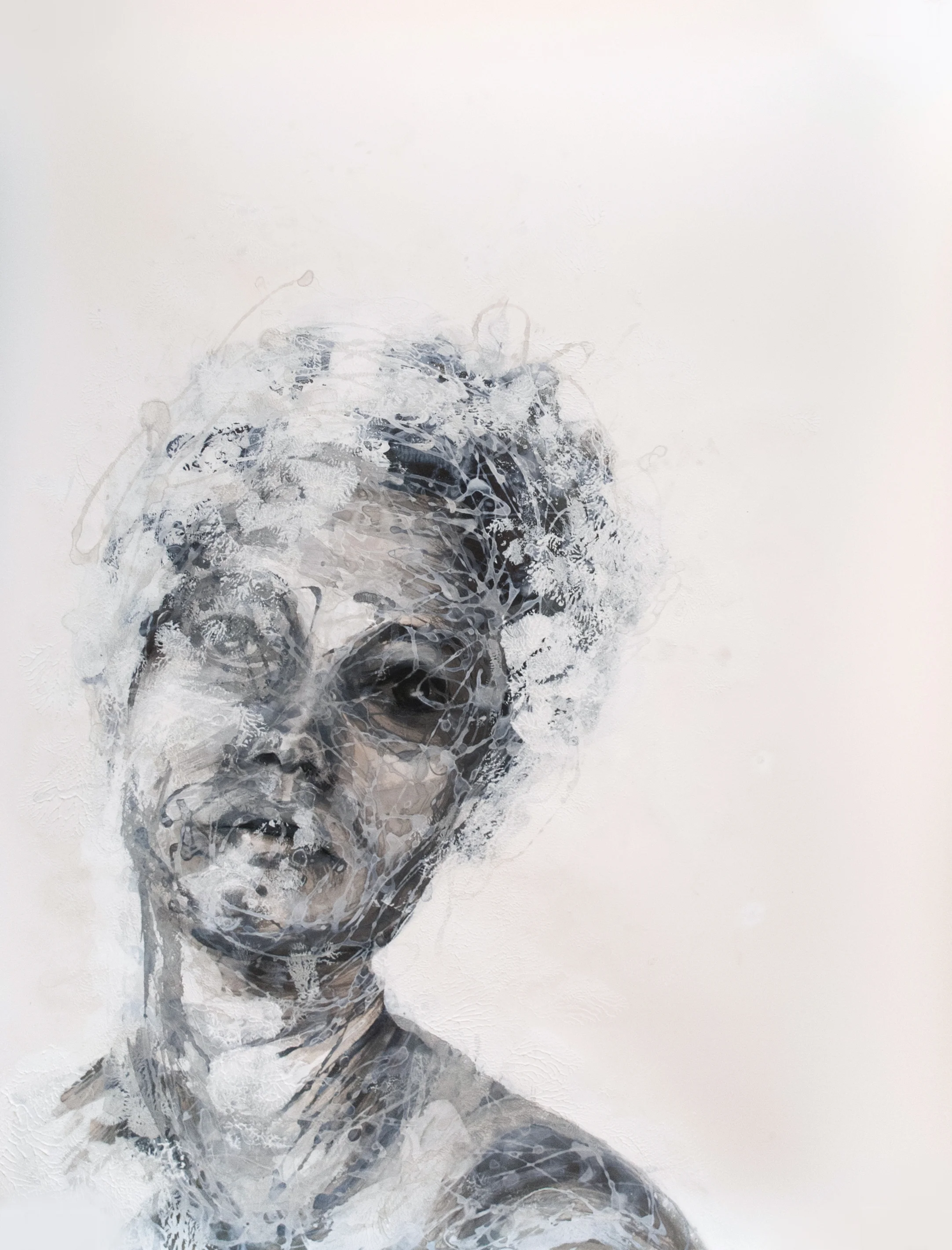 Flicker, Ink, acrylic, and pastel on paper, 38x28 inches