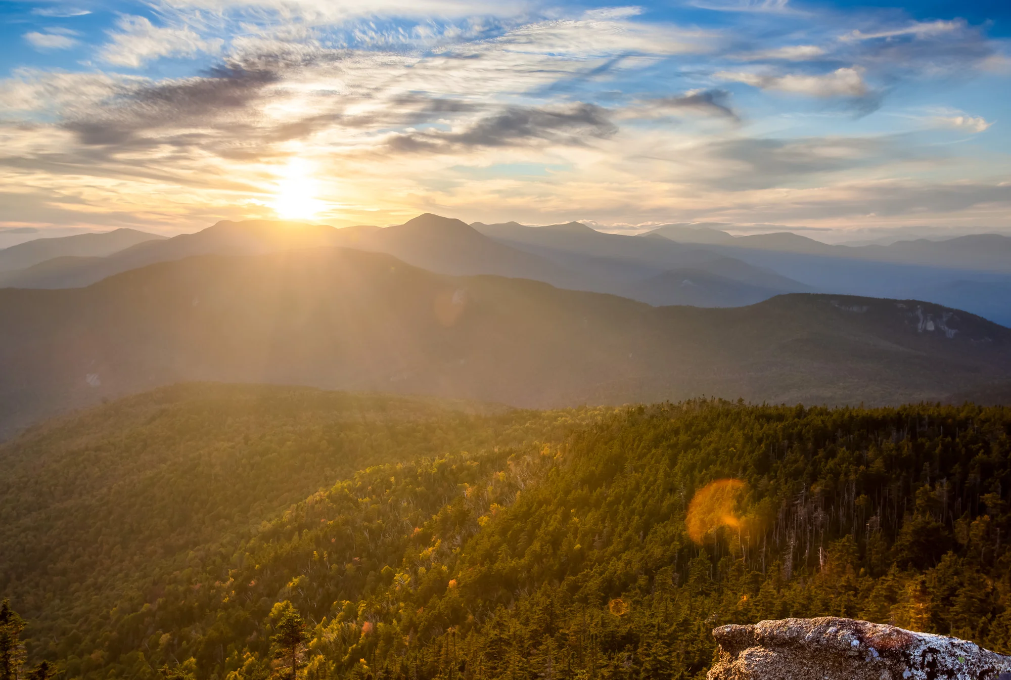 Sunset between Whiteface and Passaconaway.