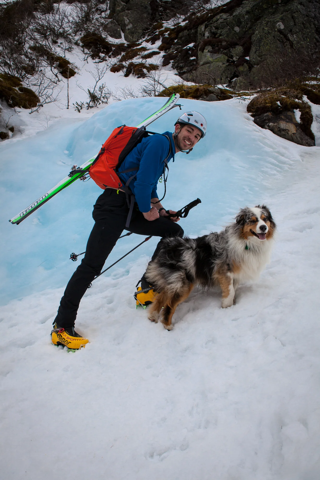 Brian & Squall booting up Left Gully, Tuckerman Ravine.