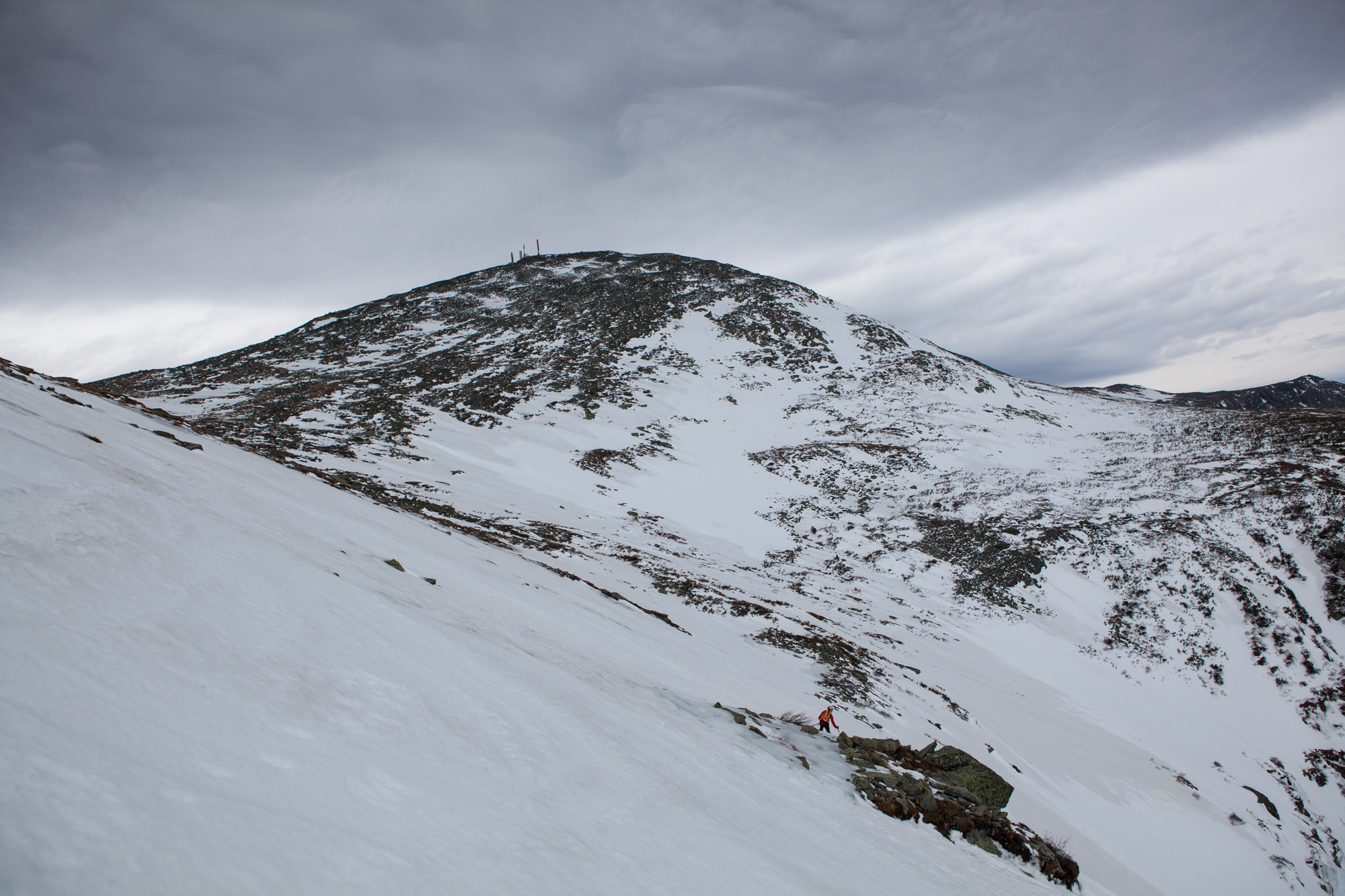 Top of the Chute, looking up to the Summit of Mount Washington.