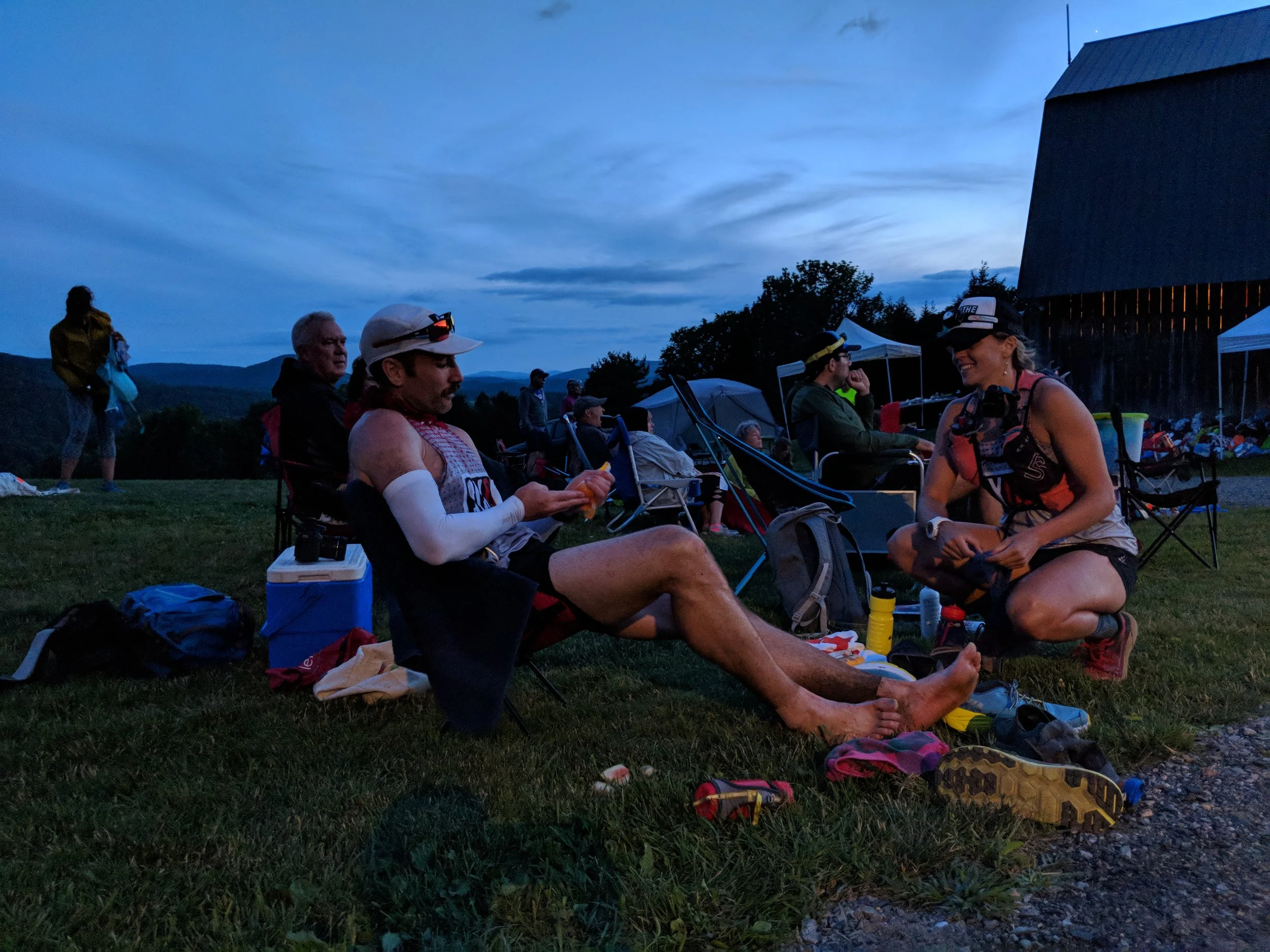 Changing the tires for the 3rd time at Bill's Aid Station (Mile 88).
