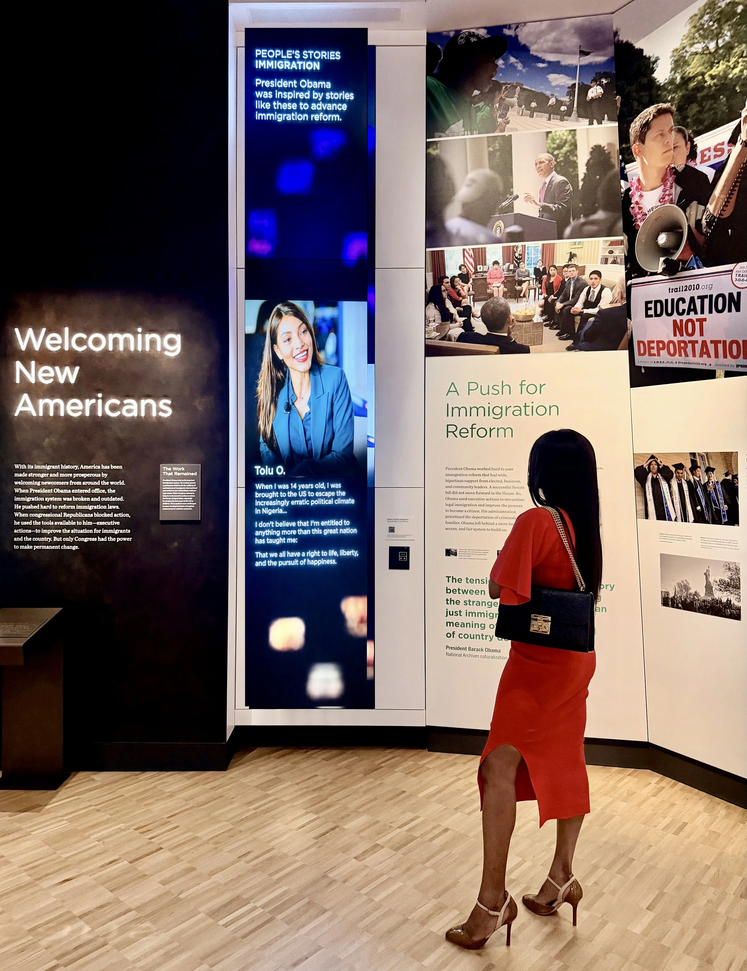 Tolu Olubunmi at the Obama Presidential Center Museum, where her story is featured in the permanent collection.