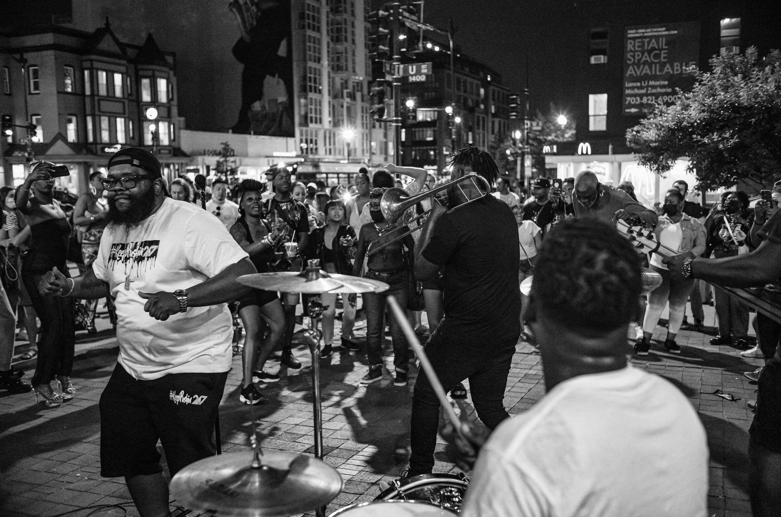 One night late in May I came across a street party at the corner of 14th and U. It felt like an armistice had been declared. 14th and U Streets, NW. May 2021.