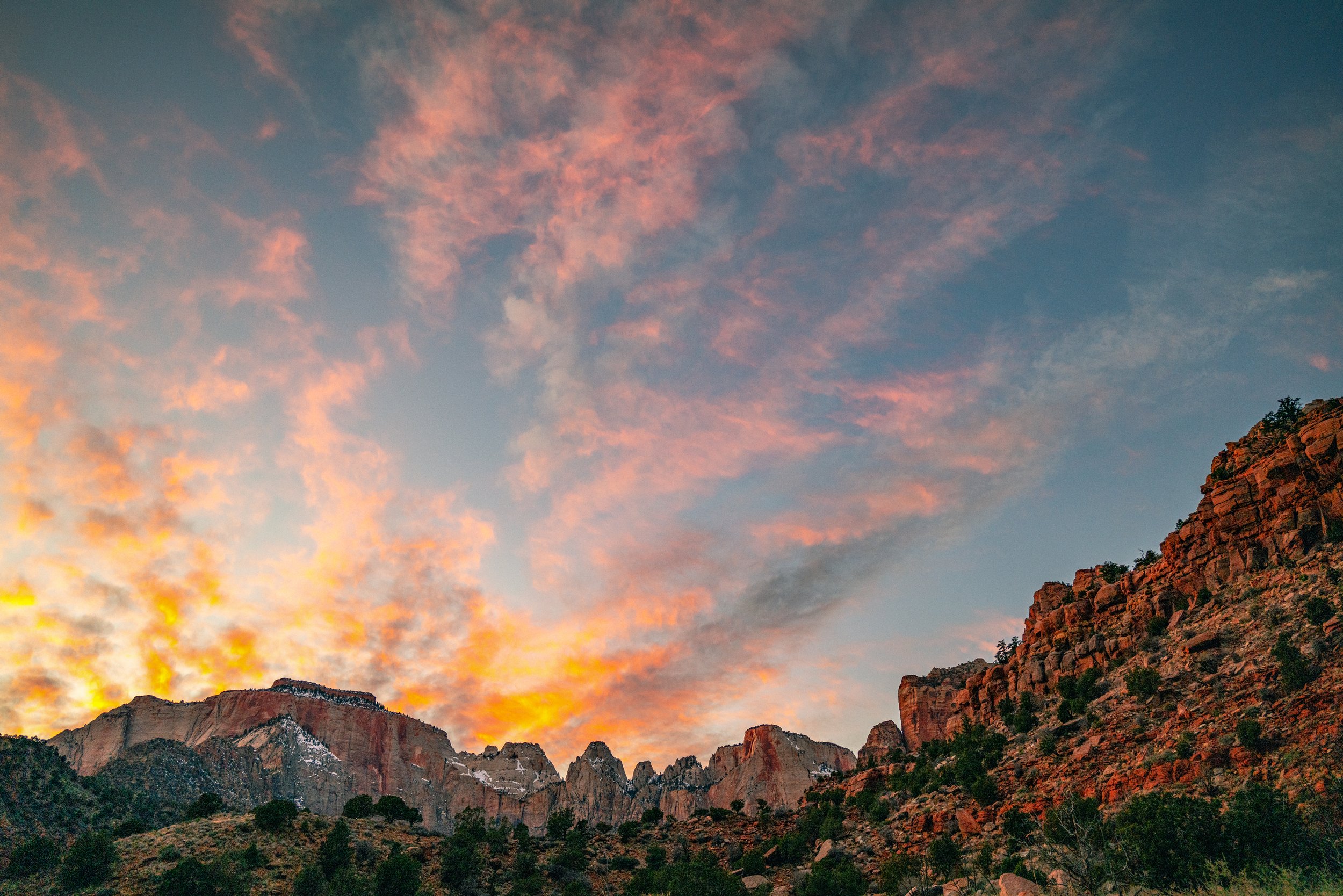 On the first day of our 2022 Road Trip, we drove from Jackson, WY to Zion National Park, just in time to catch the last light of day.