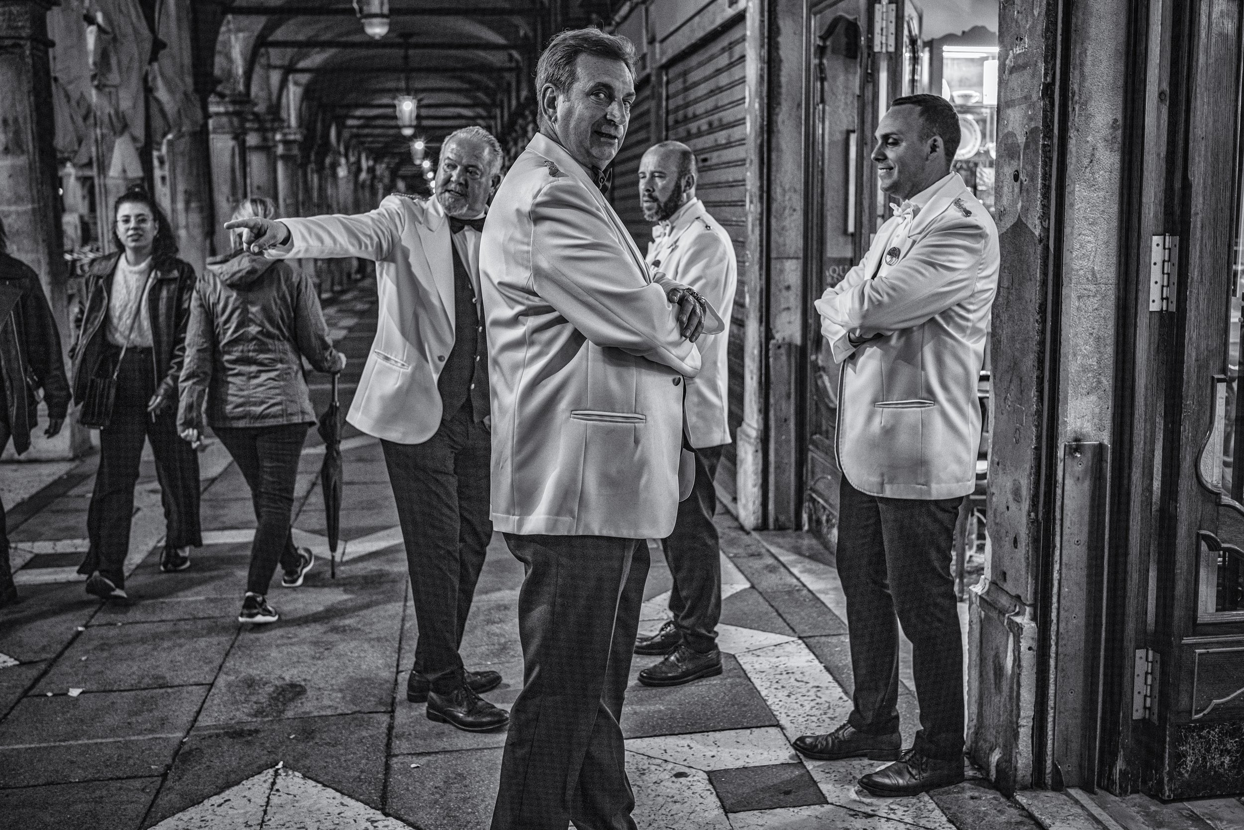 Waiters in St. Mark’s Square, Venice.