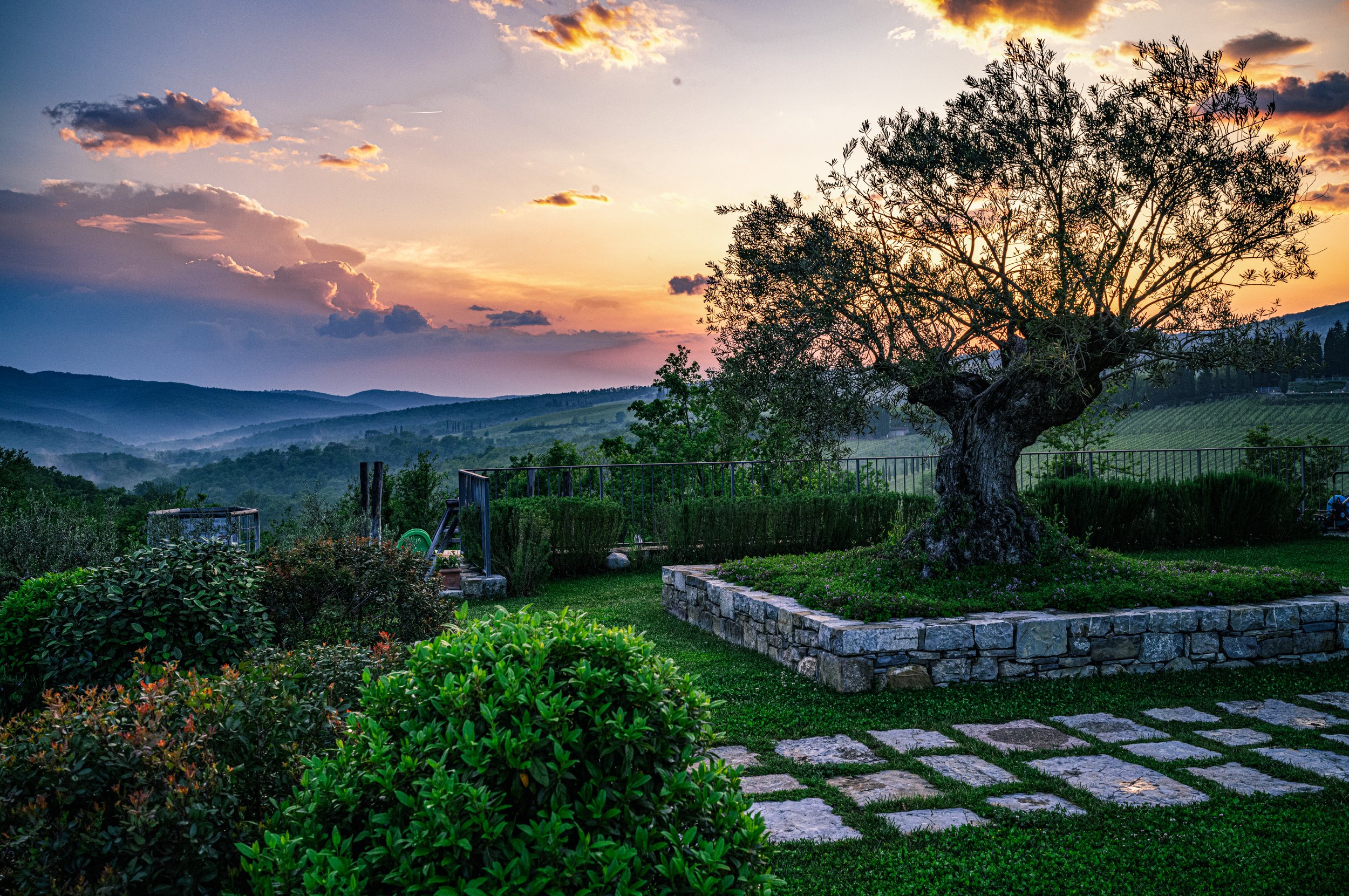 Sunset in Chianti, Tuscany.