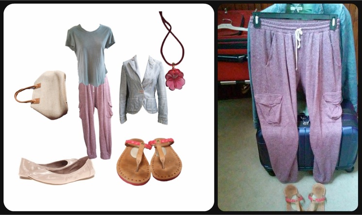 The items for my client's travel day, shown as they appear in her packing list and set aside IRL.