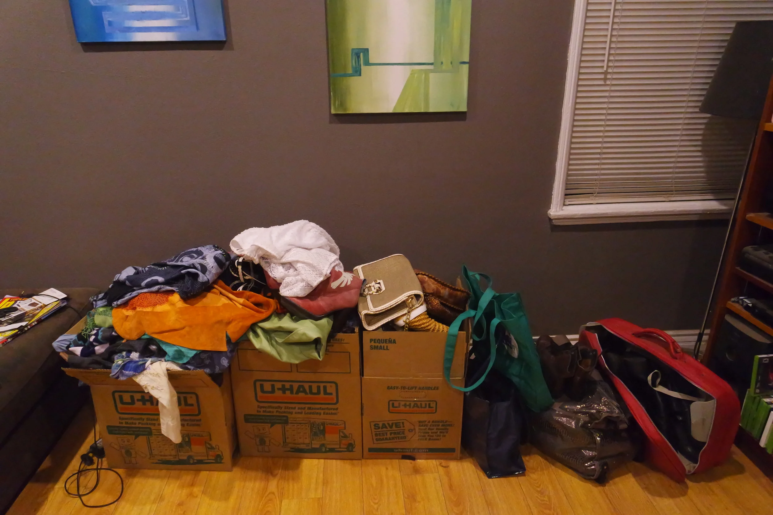 Purged items from the closet clean out - later we added two more large-sized bags as well.