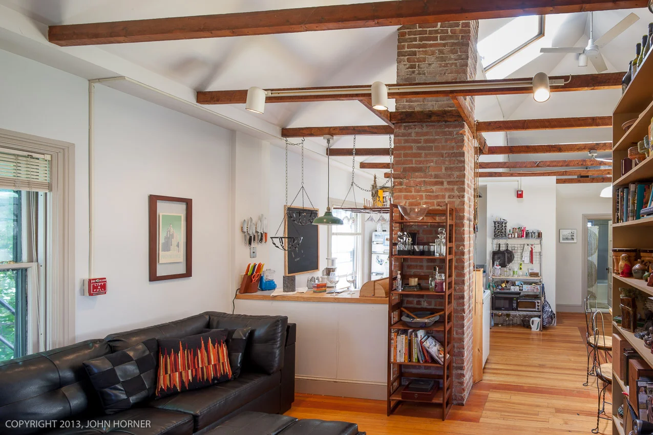 Apartment transformed into modern open loft space.