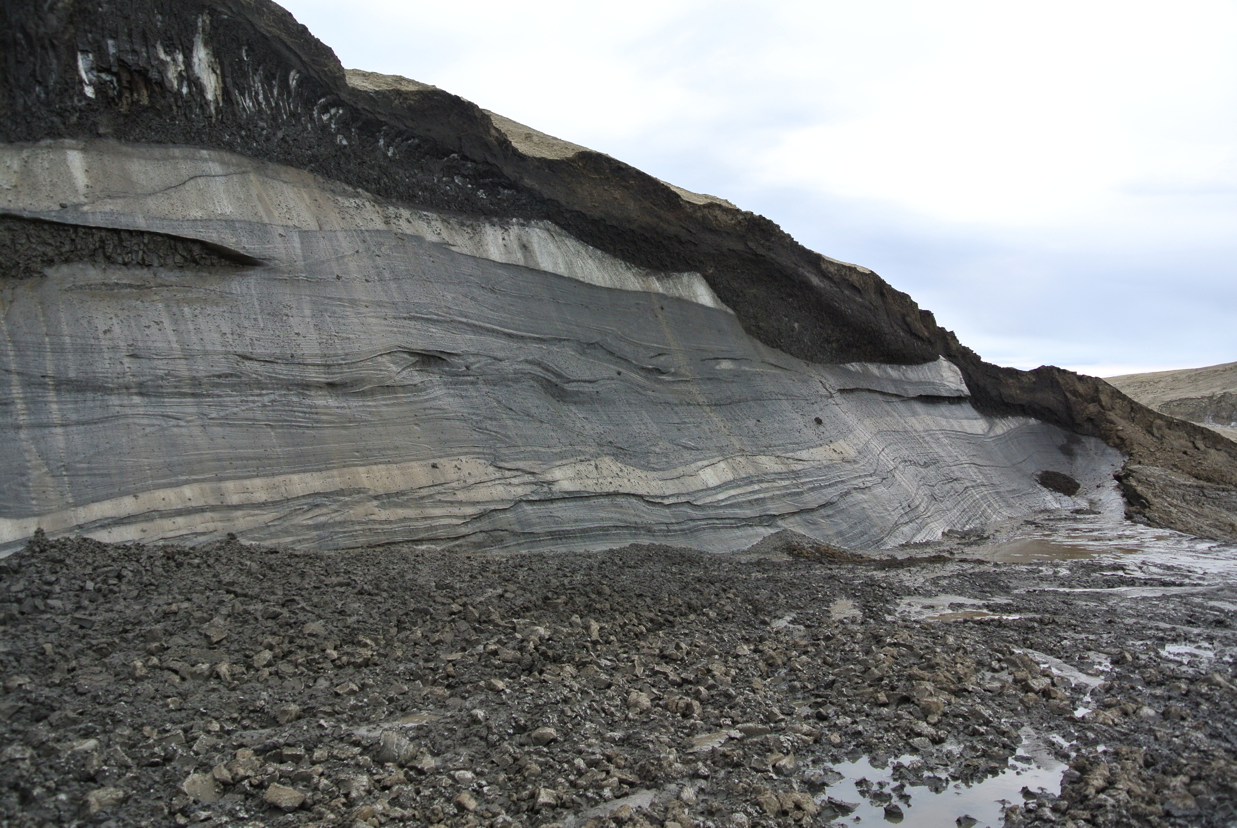 Approx. 7m (height) of exposed ground ice on Ellesmere Island, Nunavut