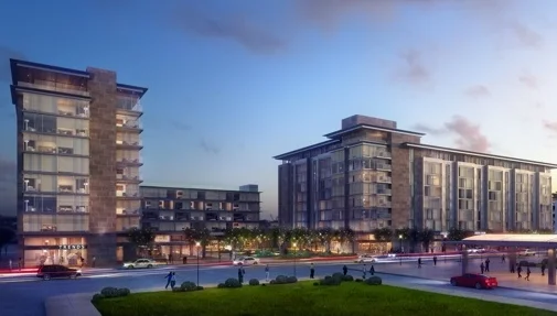 Rendering of Aloft and Element Hotels on D St.