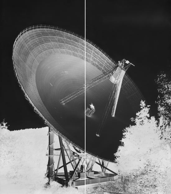 Image © Vera Lutter. Radio Telescope, Effelsberg, XVI: September 13, 2013. 94 1/8 x 84 inches