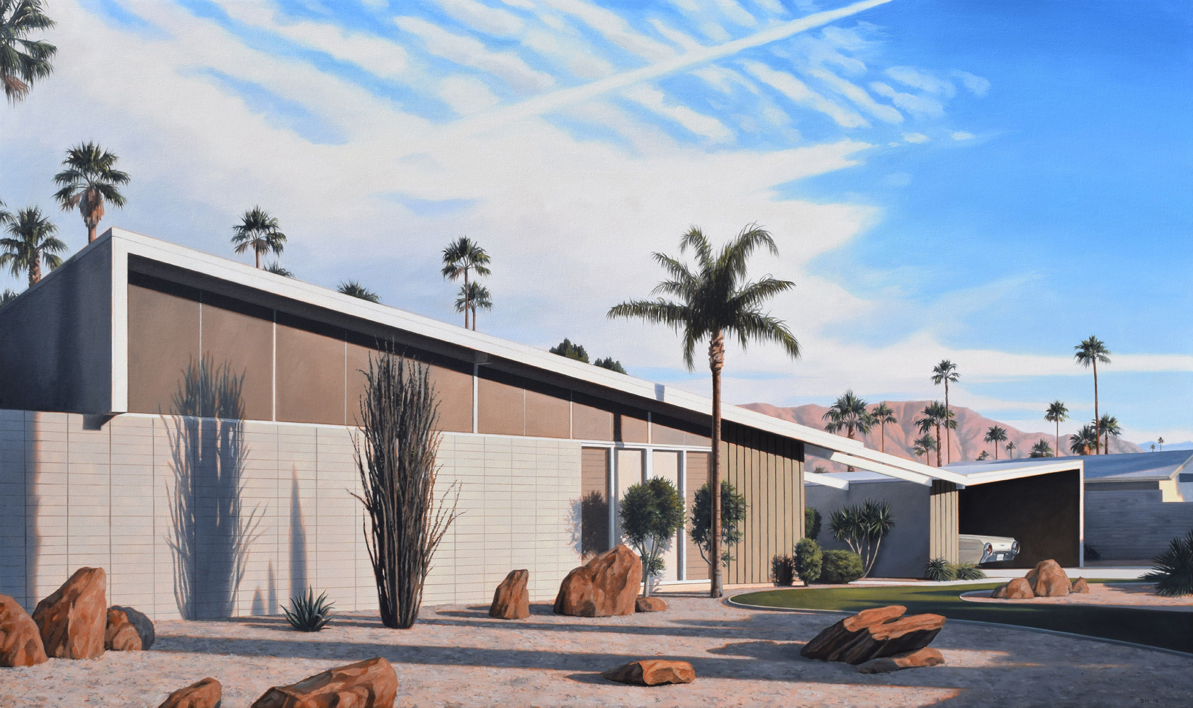 Butterfly Roof Alexander House , oil on canvas, 32x54", 2016