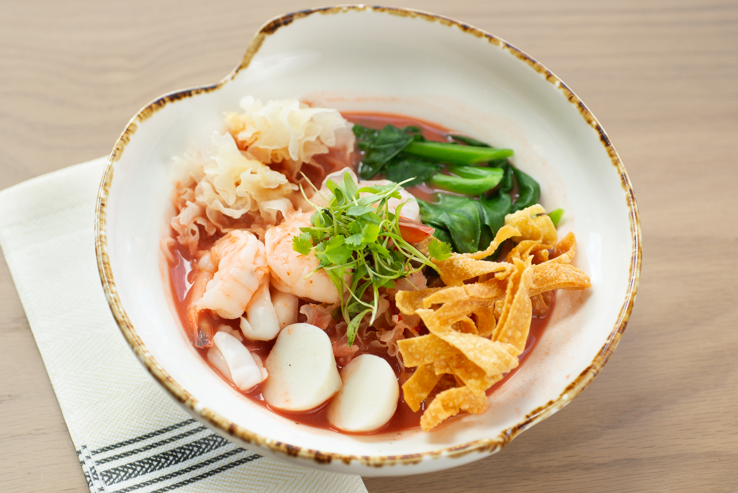  Thai food scallop soup menu photography 