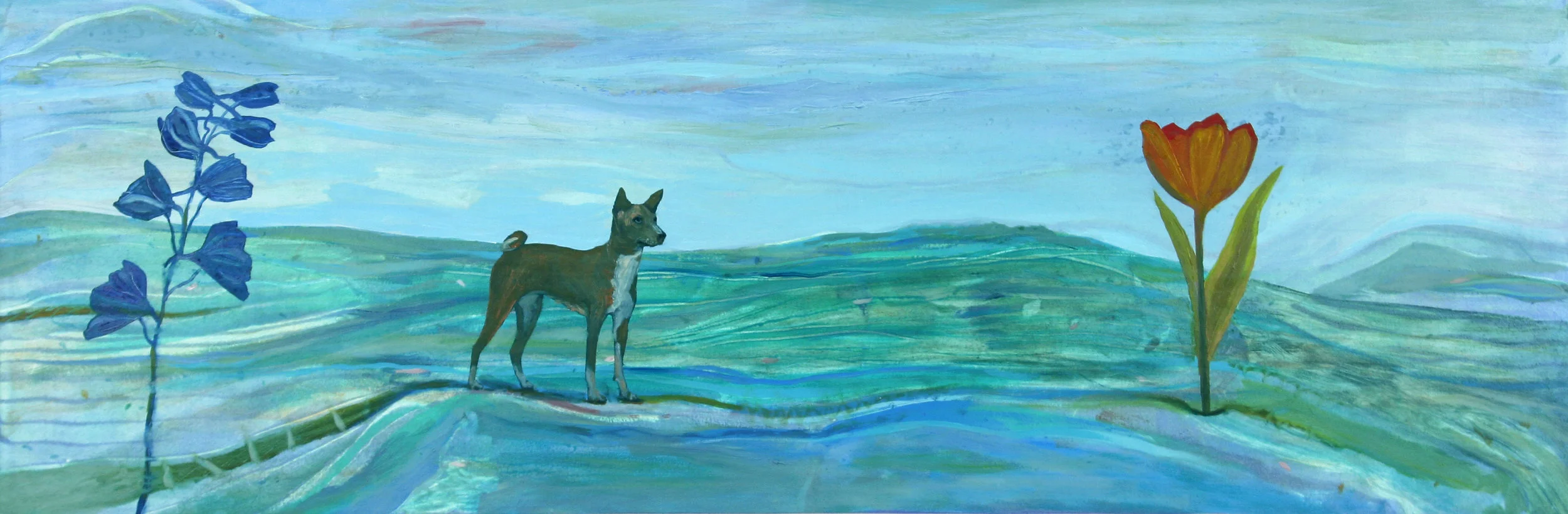 JVS Project Space - Julio Valdez - _Cooper With Giant Tulip_ - 2017 - Oil on Panel - 12x36_ - $3,200.jpg