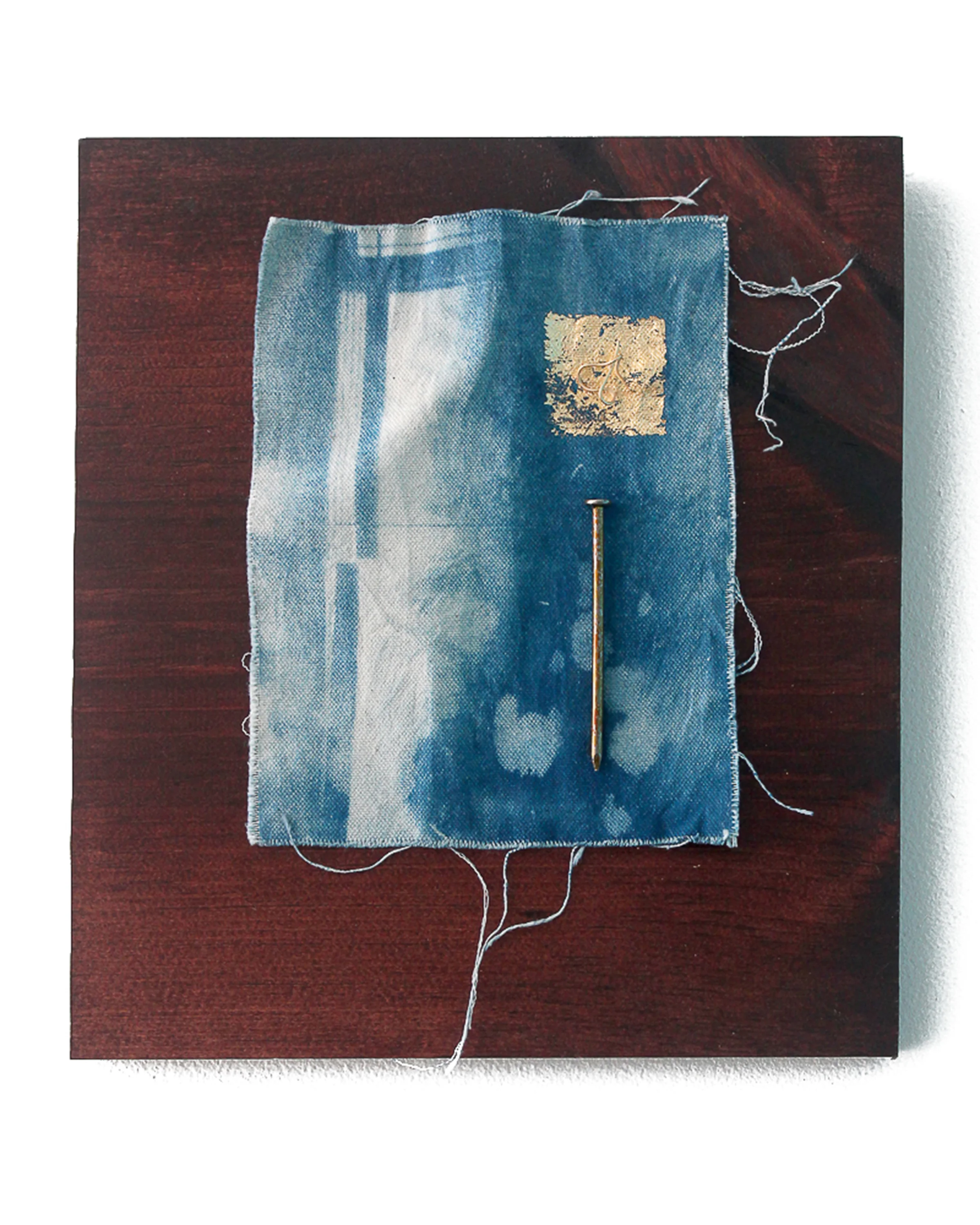 Jeremiah Morris - _A Room with a View_ - Cyanotype on cavas, gold leaf, nail, wood - 2016 - $325.jpg