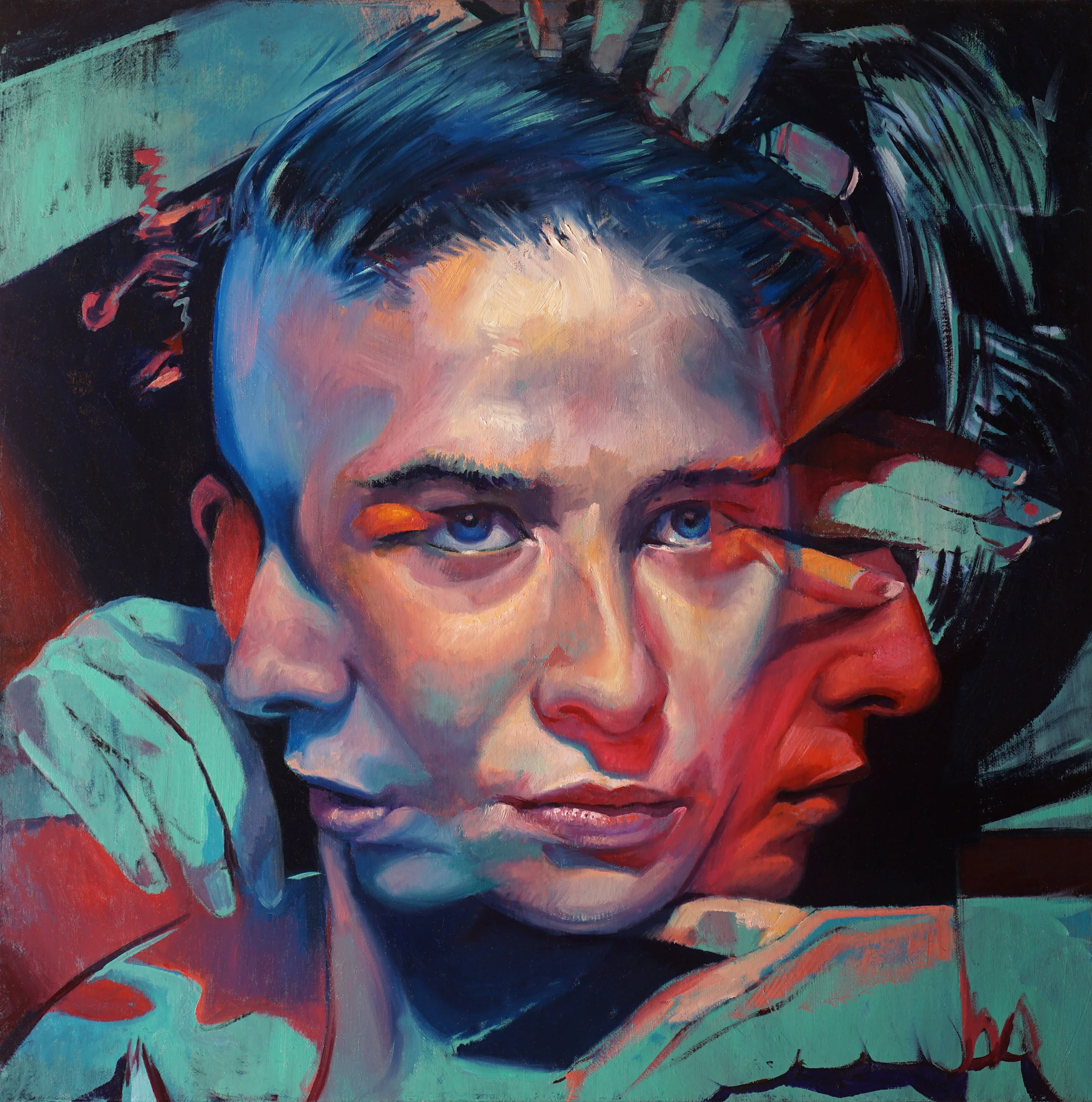 Scott Hutchison - “A Moment of Recognition” – 14”x 14” – Oil on Linen - 2018 - $1300.00.jpg