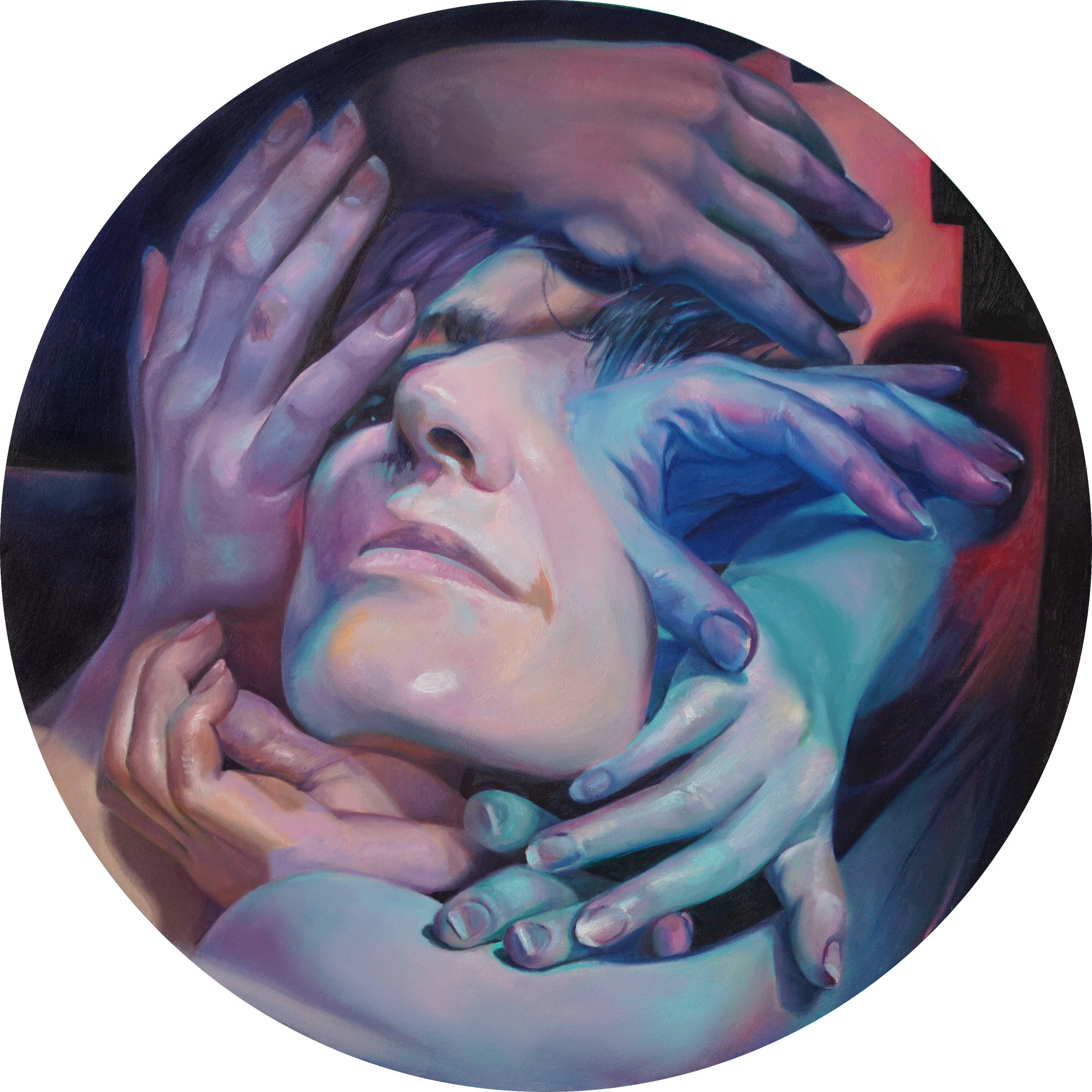Scott Hutchison - “Procession” – 14” Diam– Oil on Aluminum - 2017 - $1200.00.jpg
