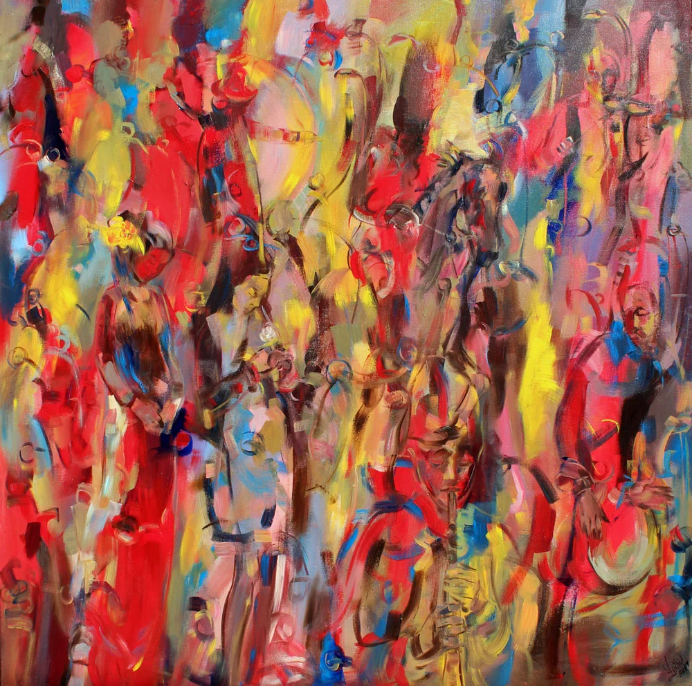 Art Village Gallery, Zeinu Mudeser, _Shadow of the Red Moon, 48x48 in, Acrylic on canvas-2017,$6800 .jpg