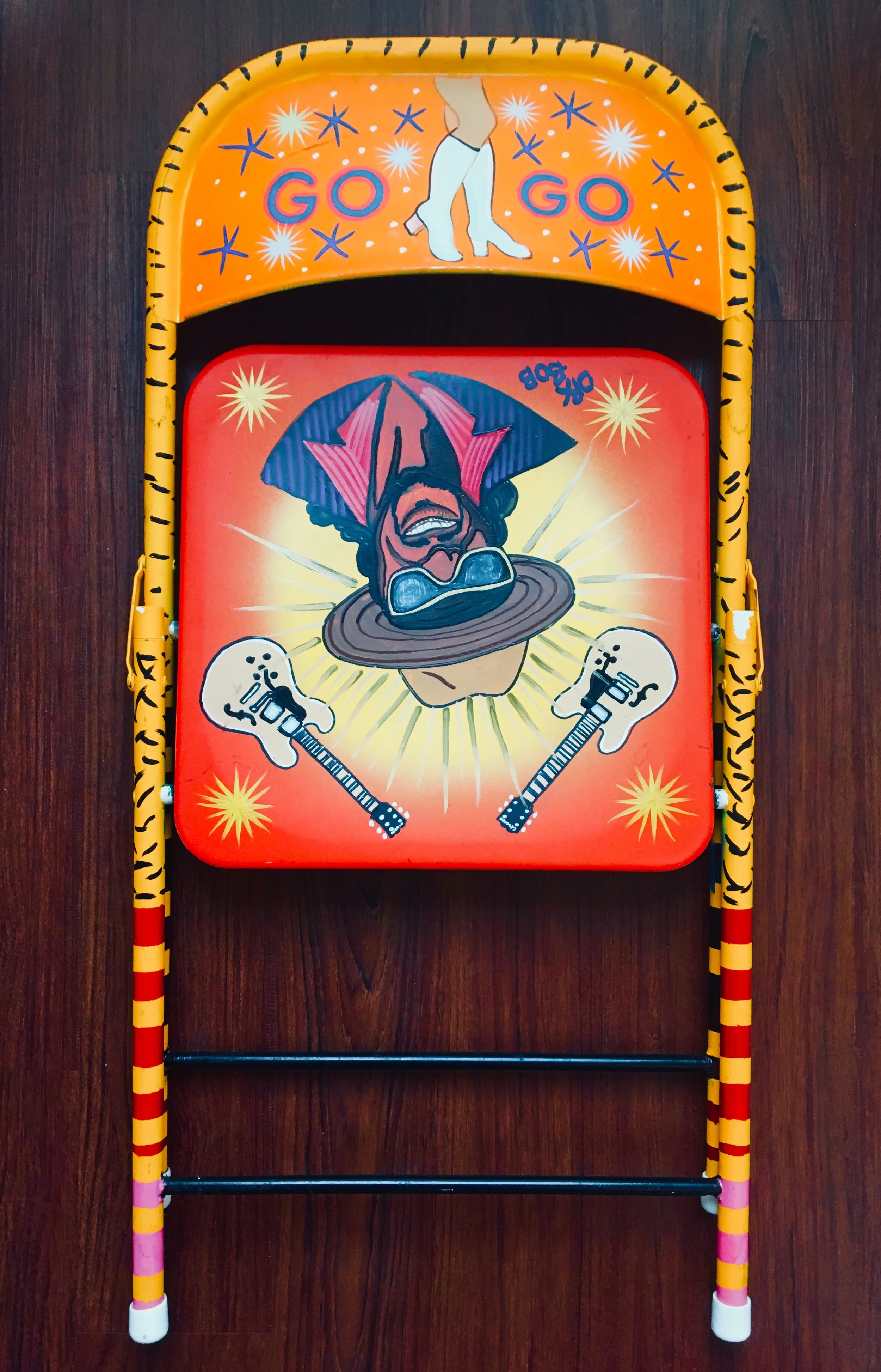GalleryOonH-Dr Bob-Chuck Brown-2015-Acrylic on metal chair-35x16-3000.jpg