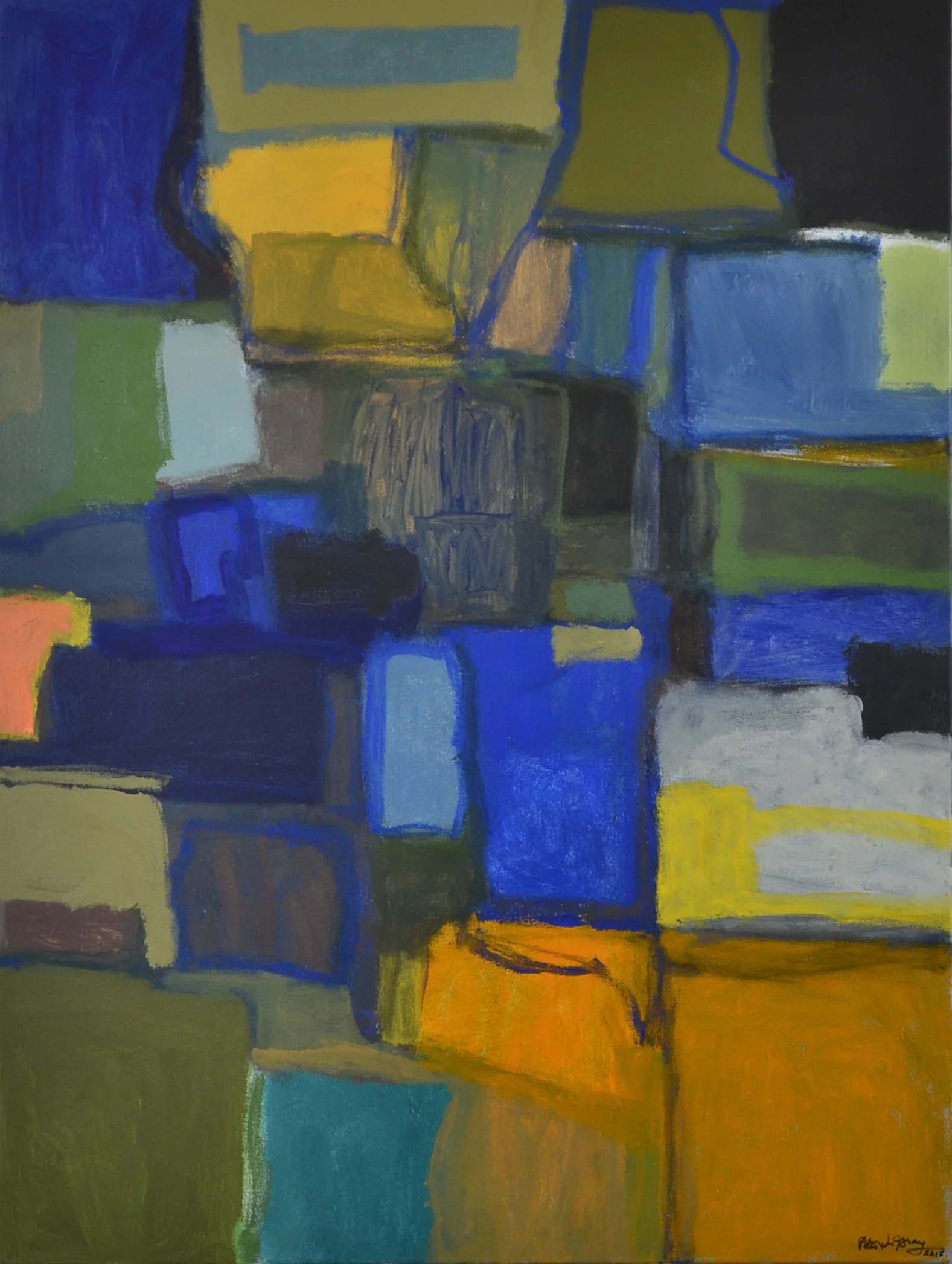 XOL Gallery - Peter Grey (USA) - _Reading a Village Map I_ - 36x48 in - Acrylic on canvas - Baltimore, MD 2015 - $4,500.jpg