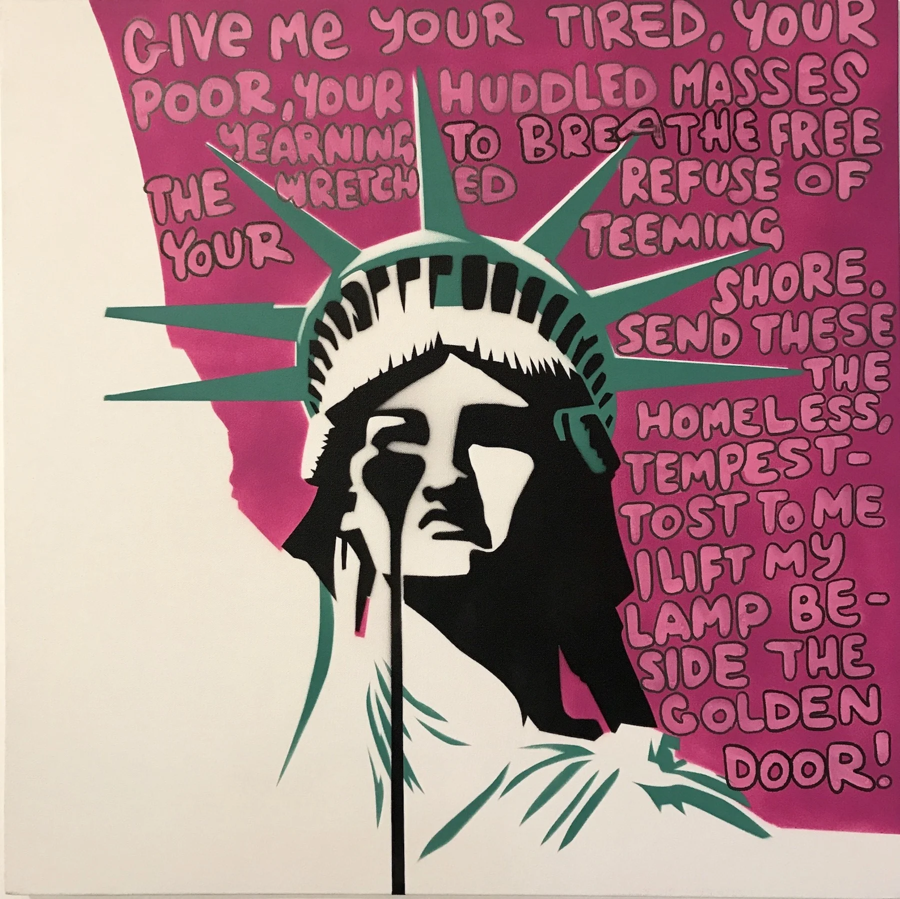 Cindy Lisica Gallery - Charles Uzzell Edwards AKA PURE EVIL - _American Nightmare_ - 30 x 30 inches - stencil spray paint on canvas - 2018 - $2200.jpg