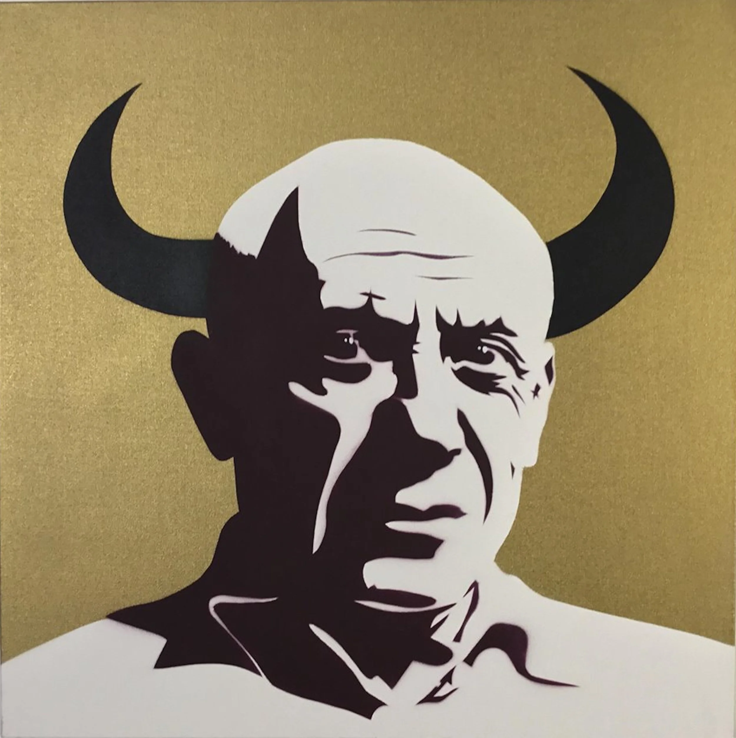 Cindy Lisica Gallery - Charles Uzzell Edwards AKA PURE EVIL - _Picasso - El Toro_ - 30 x 30 inches - stencil spray paint on canvas - 2018 - $2000.jpg