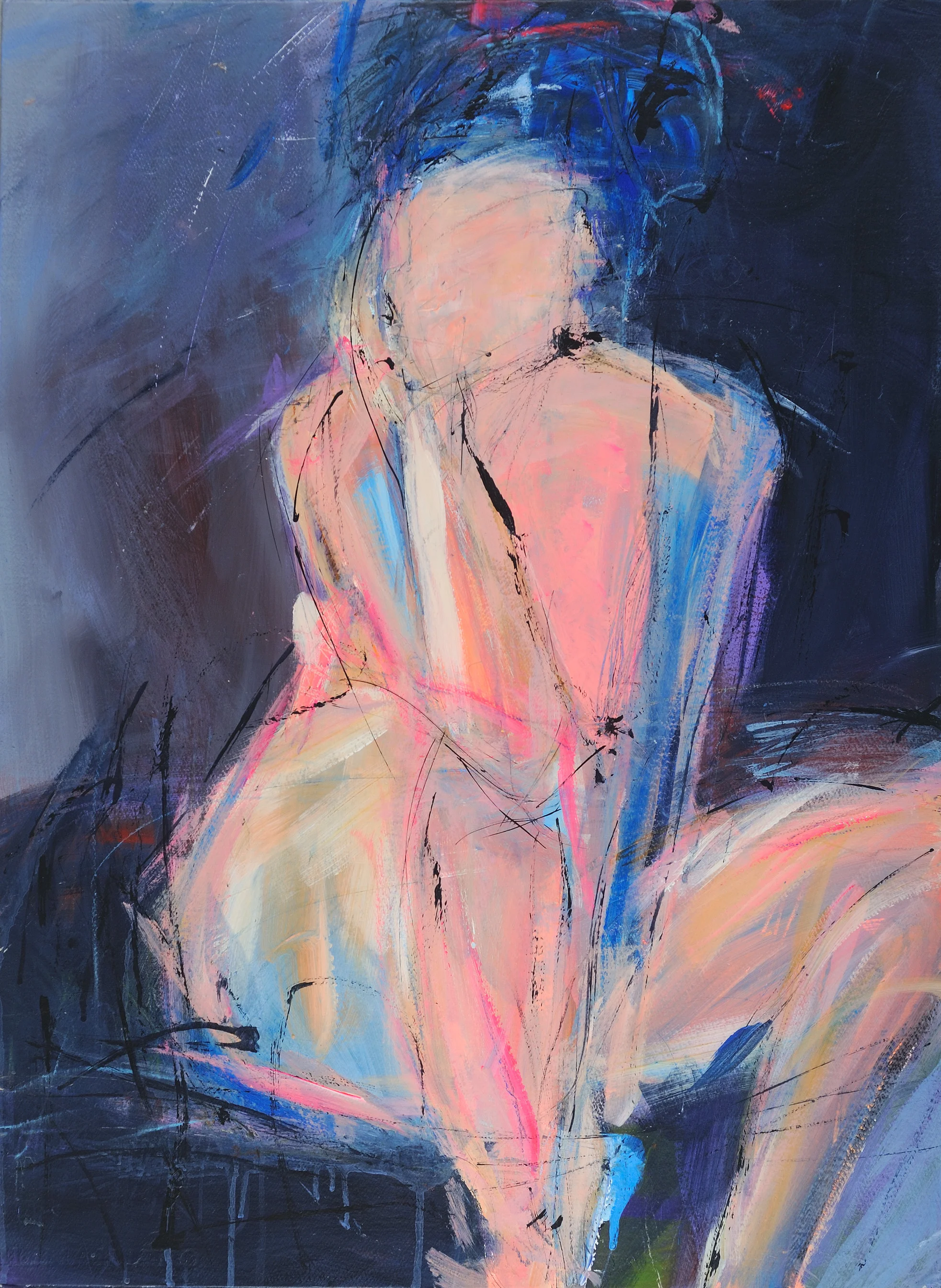 Foundry Gallery-Ann Pickett-Dawn Early Riser-30x22-Acrylic and caran dache-2017-$1200.jpg