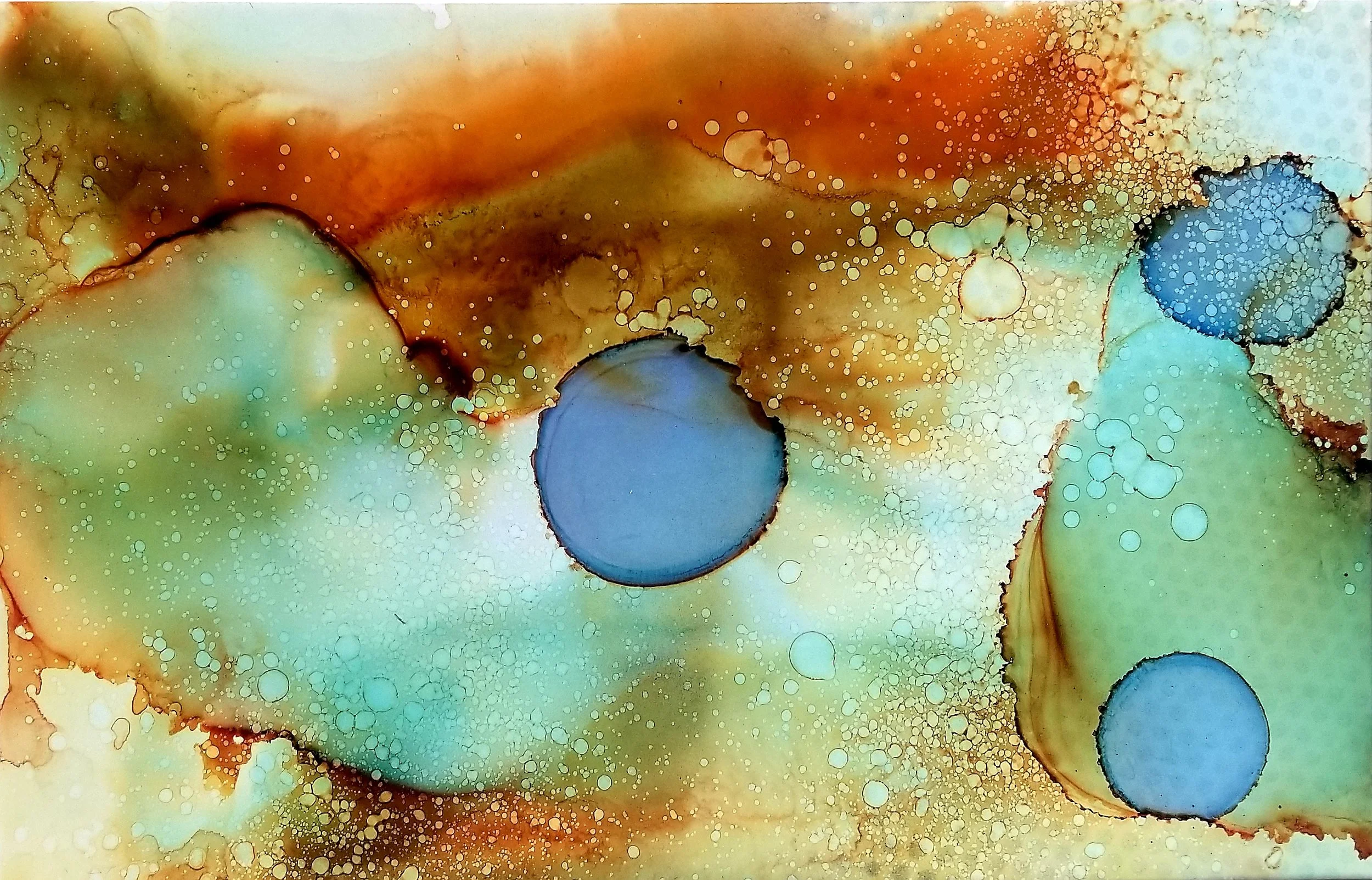 Sug. O_Shen - _Bermuda Triangle_, alcohol ink, charcoal, water from the source, on Yupo_ 25 x 18, 2018- $1295..jpg
