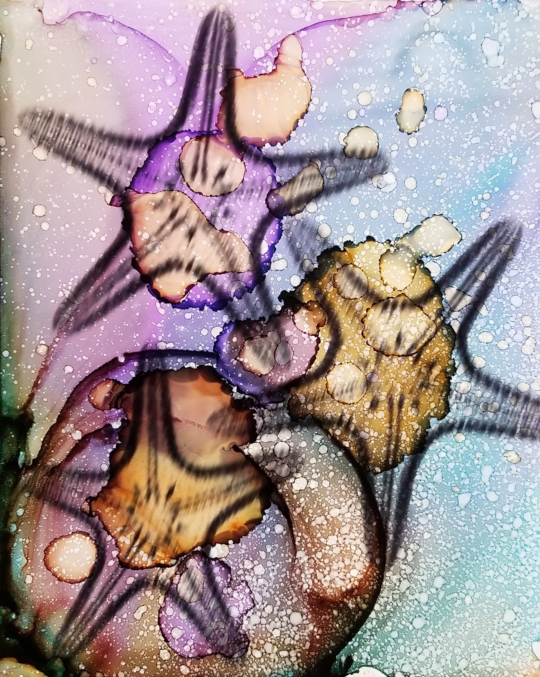Sug. O_Shen - _Saipan_, alcohol ink, charcoal, water from the source, on Yupo_ 12 x 15, 2018- $425..jpg