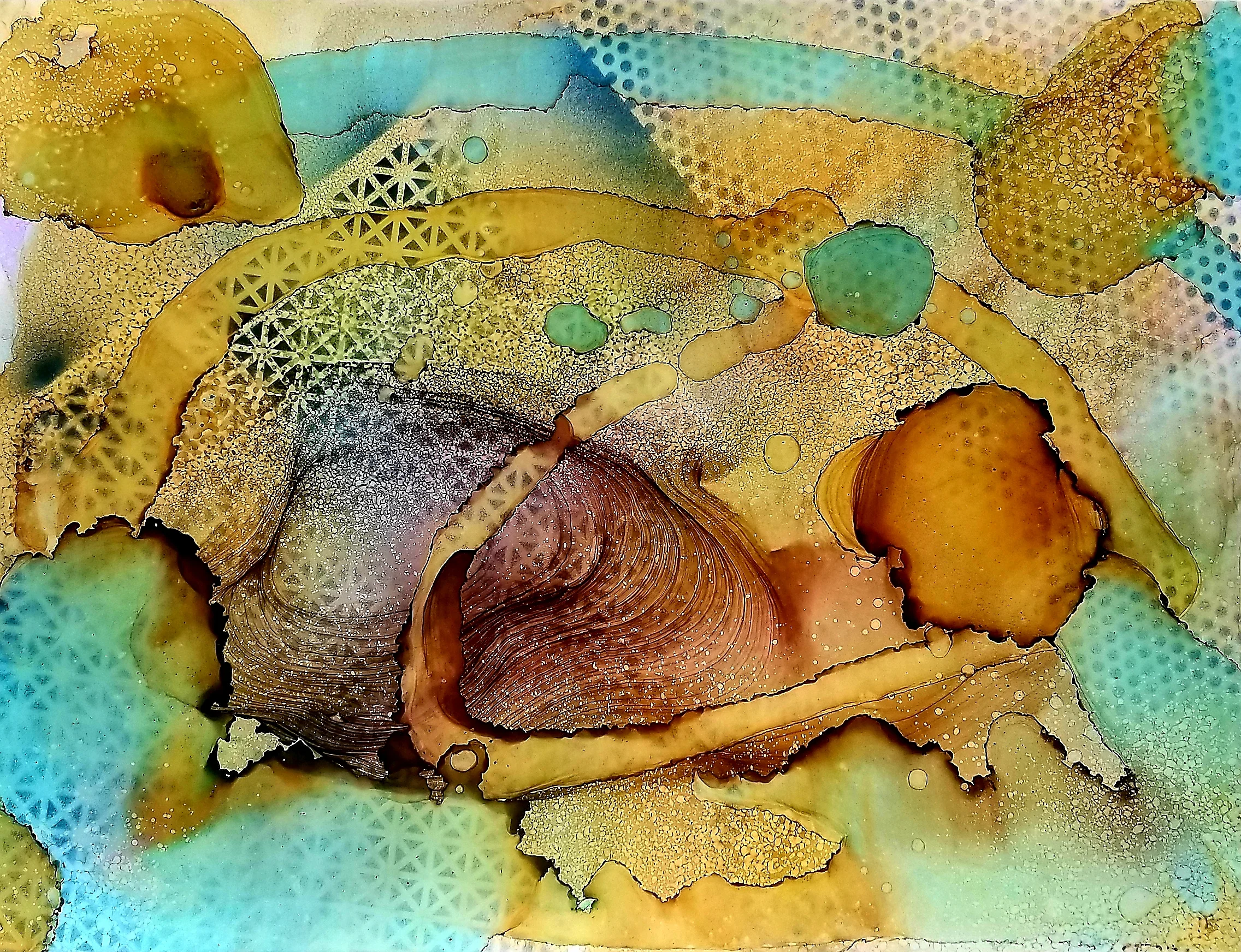 Sug. O_Shen - _San Juan_, alcohol ink, charcoal, water from the source, on Yupo_ 36 x 28, 2018- $2295..jpg