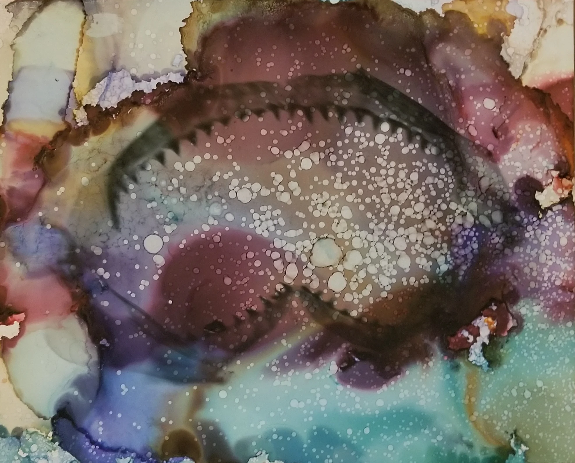 Sug. O_Shen - _Surf City, NC_, alcohol ink, charcoal, water from the source, on Yupo_ 15 x 12, 2018- $425..jpg