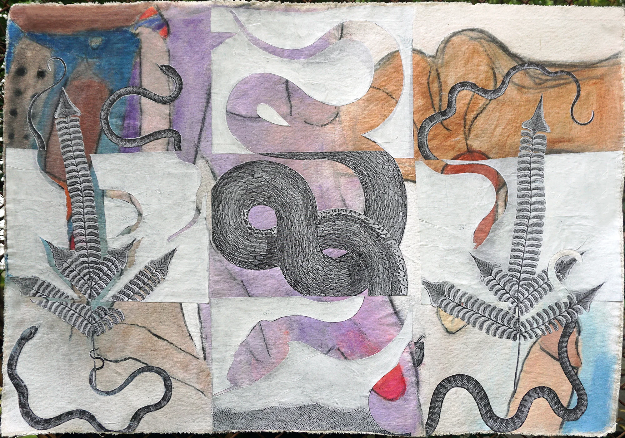 TonyMichaleEstrada - Enlighted - 28 x 40 - cut outs on pastel drawing on canvas - 2018 - $850.jpg