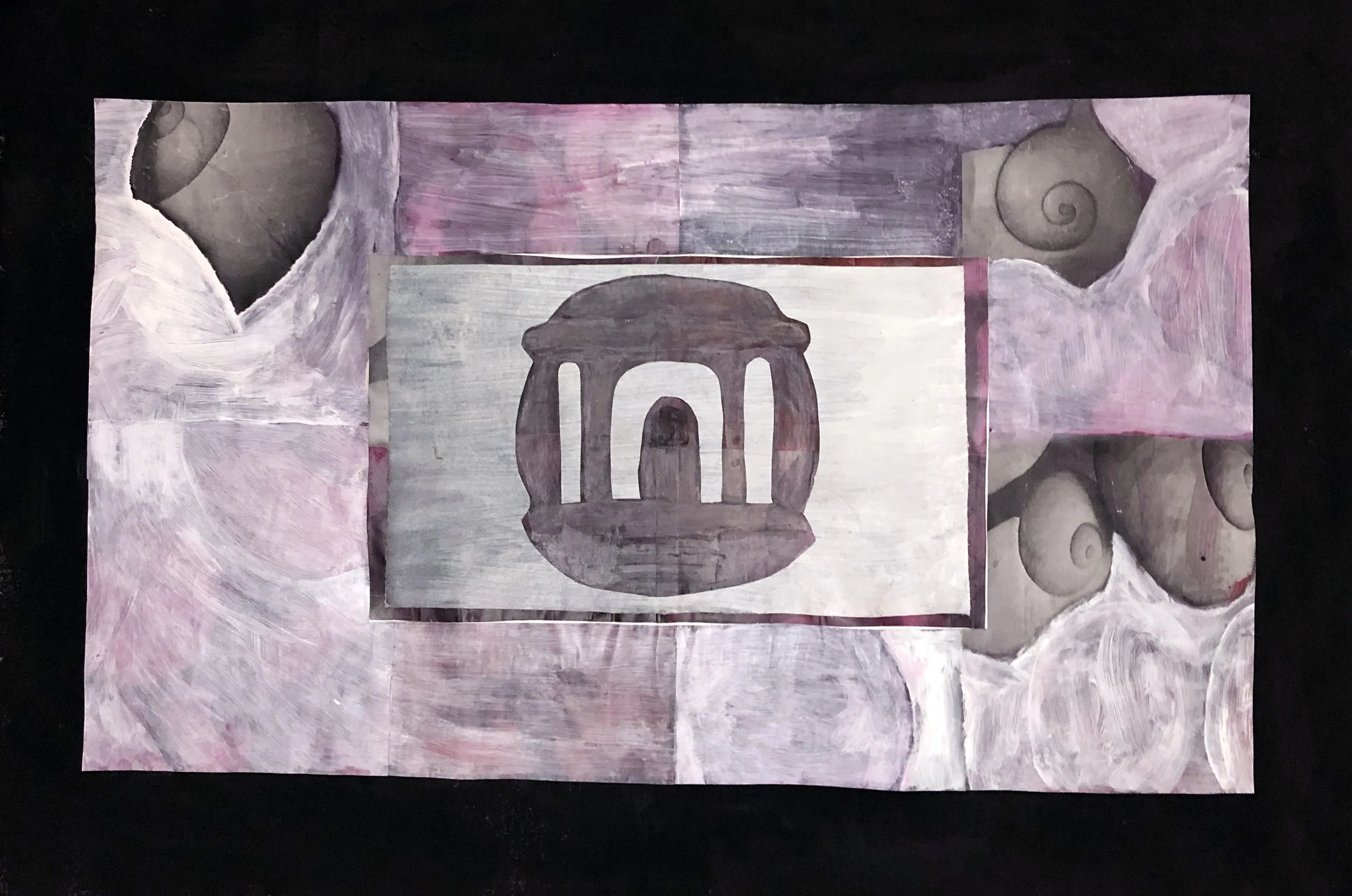 TonyMichaleEstrada - Welcome Home II - assemblage_ cut out pastel drawing on acrylics on canvas with photo print collage border with pastesl and gesso - 24.5 x 36 - 2018 - $400.jpg