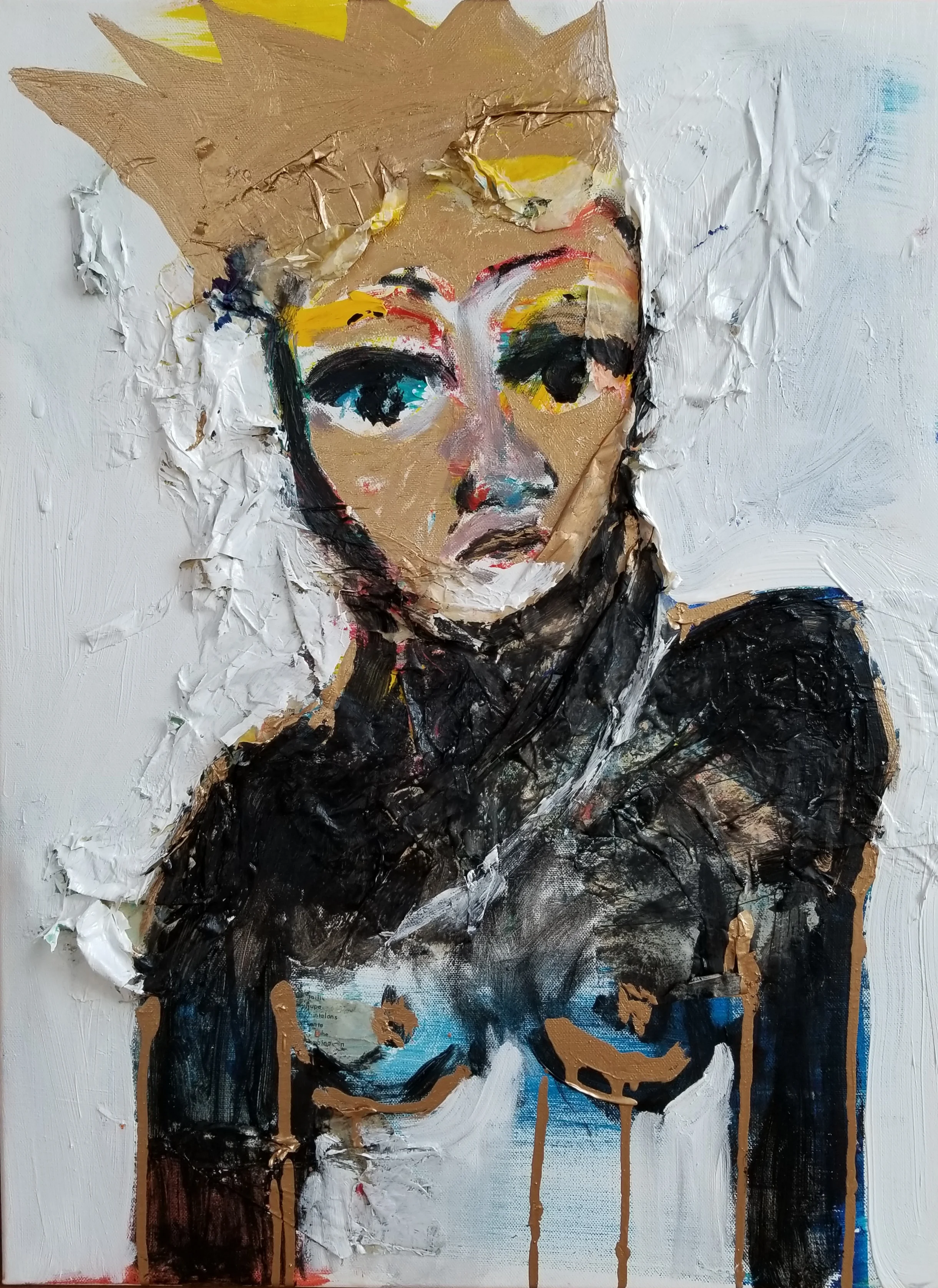 ARDREWART WarriorCrownOn PatternpaperOilstickAcrylic 20x16 2018 Price1600.jpg