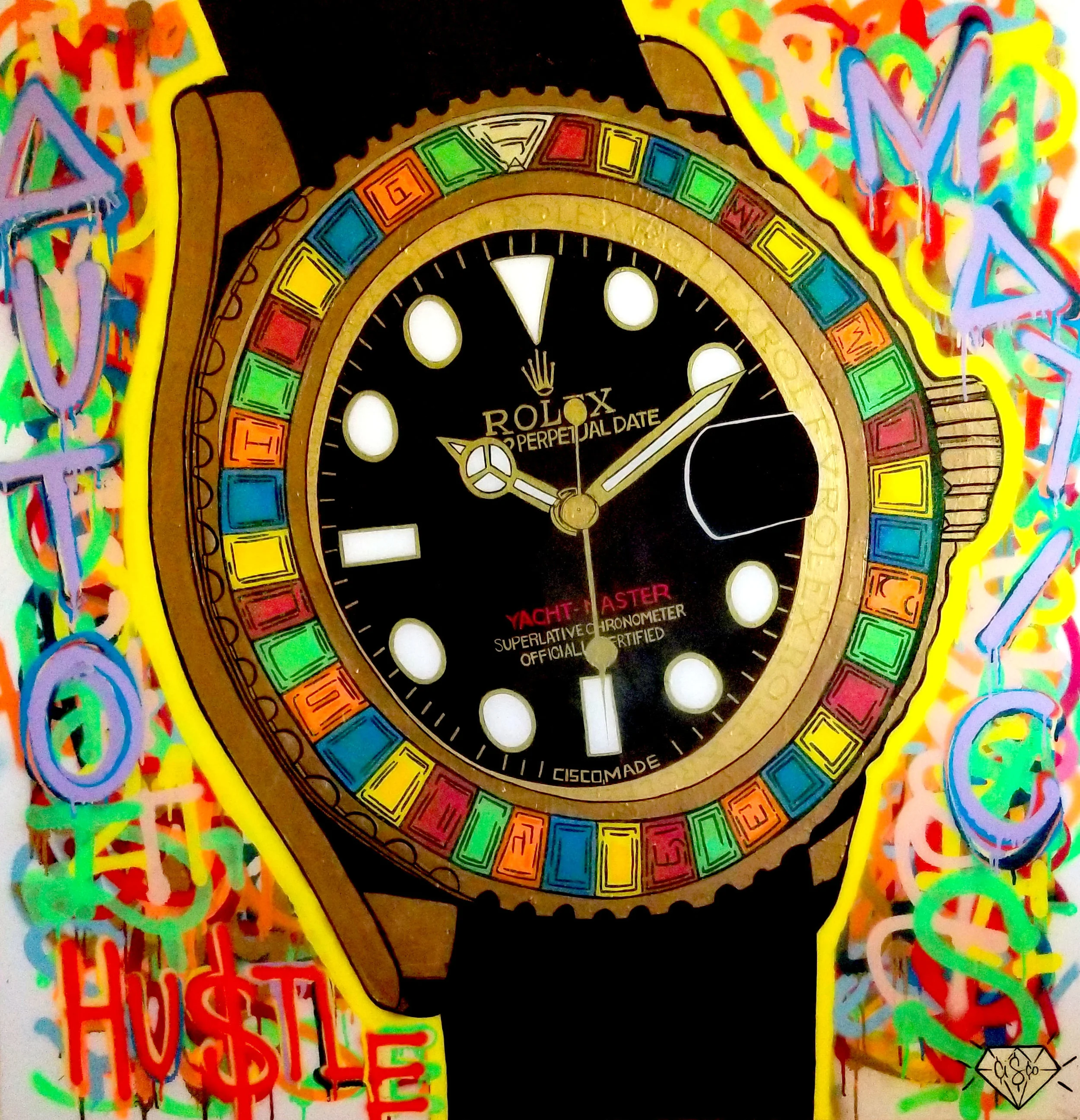 Cisco Lopez Jr Art_Cisco_Rolex_48inx48in_Acrylic On Gallery Wrapped Canvas_Edition 1of1_2018_$3500.jpg