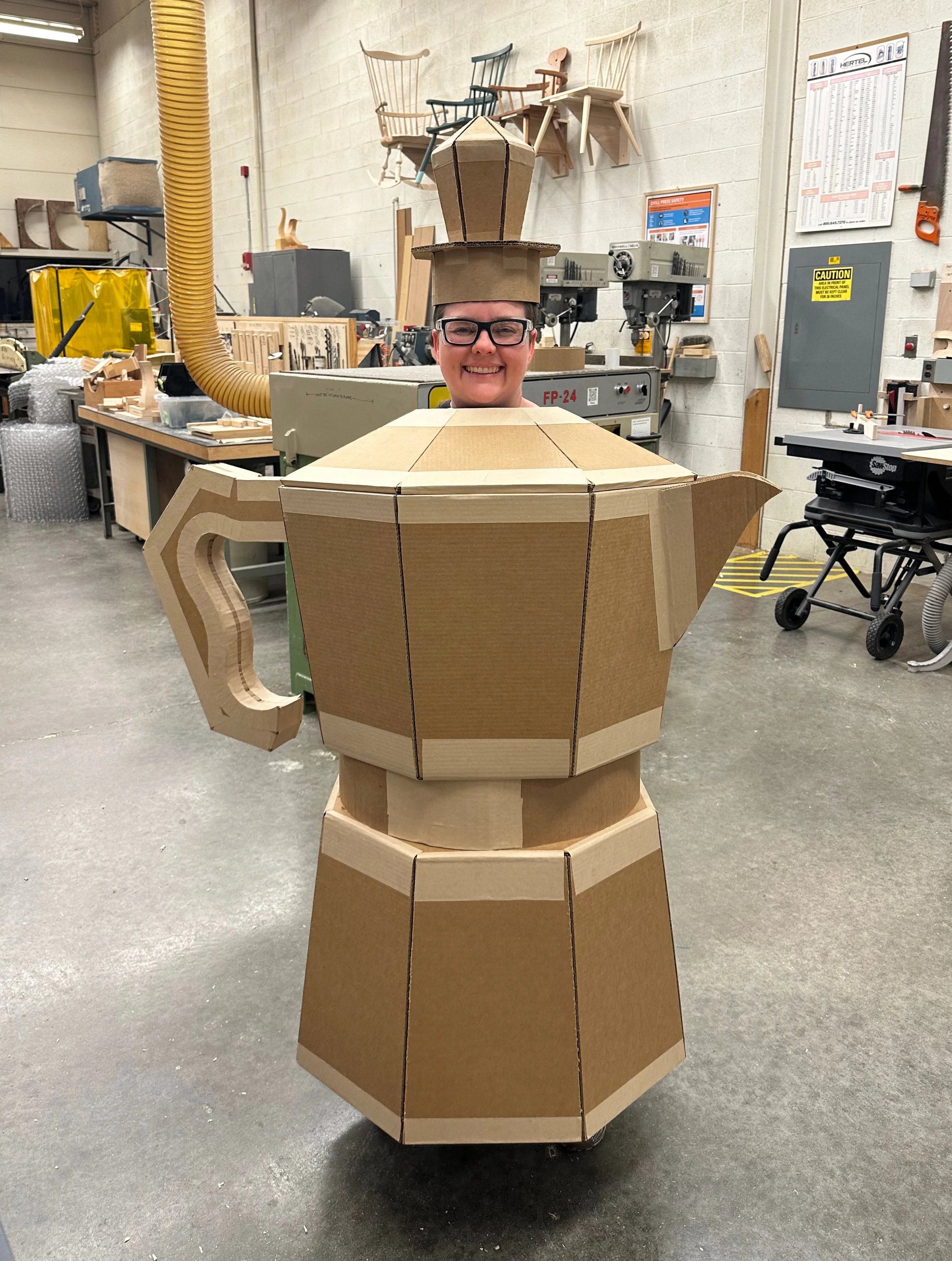 William Kentridge's Self Portrait as a Moka Pot costume