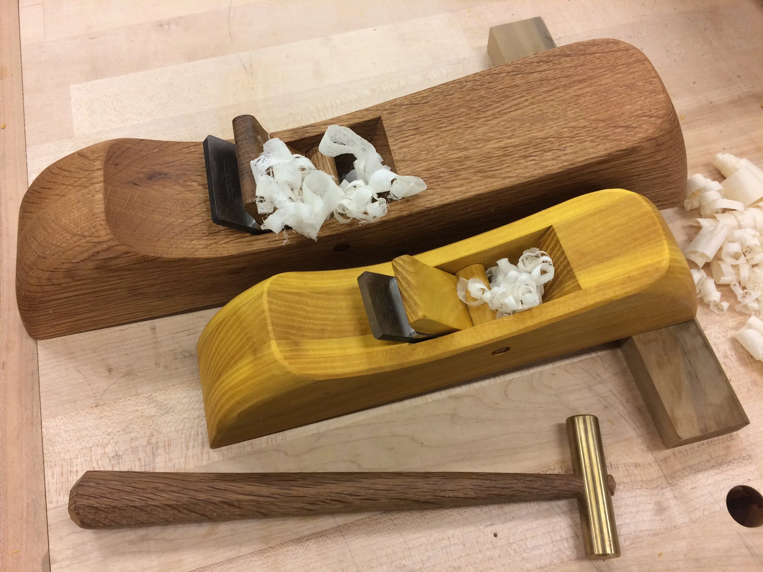Handplanes and brass hammer