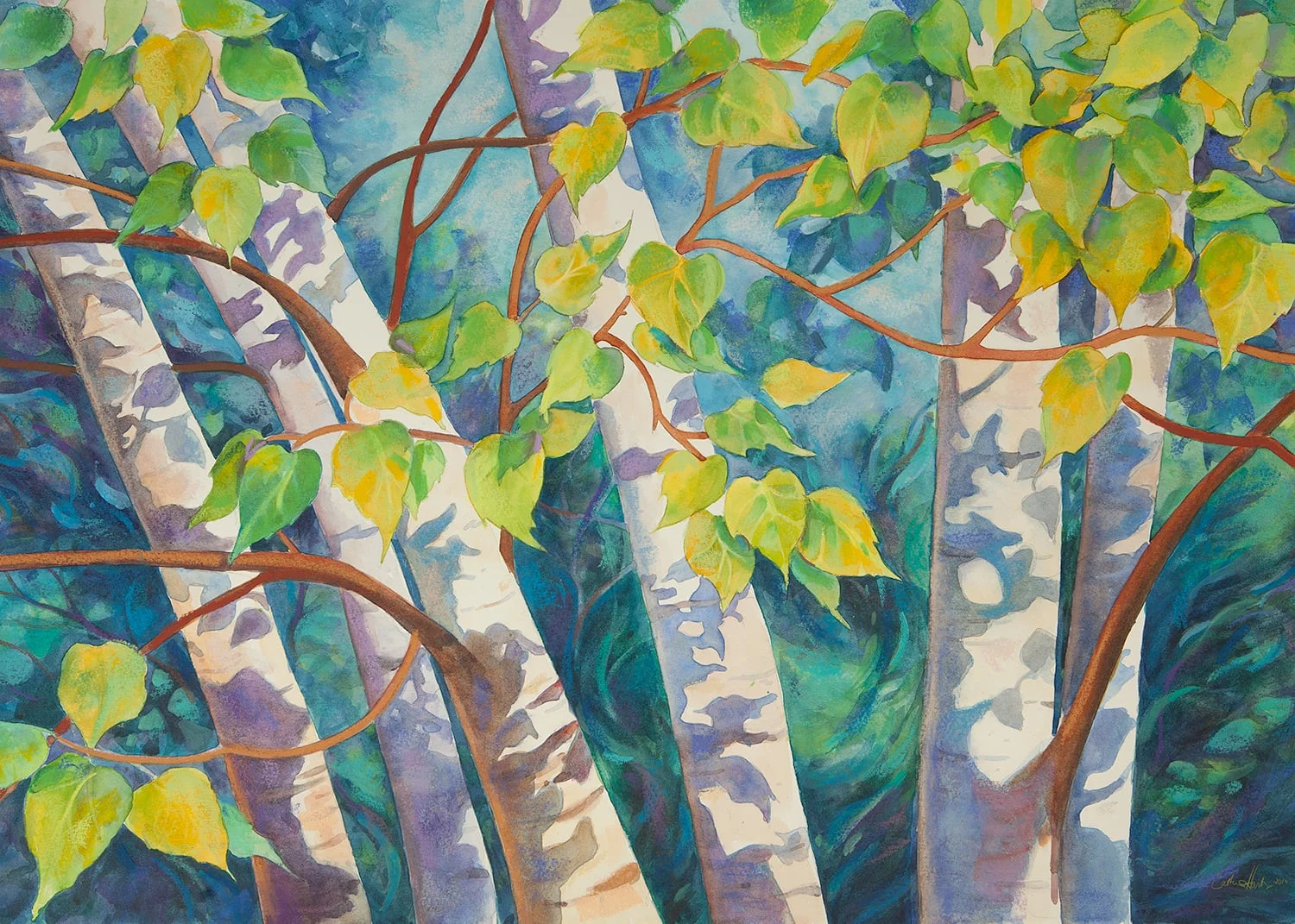 "Birch Leaf Shadows"