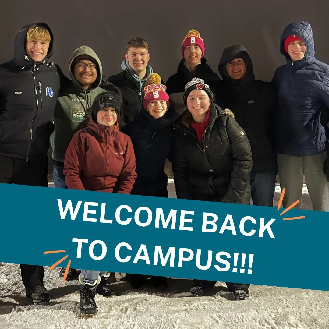 Welcome back to campus, and happy first day of spring semester!!! We are SOOO excited to see your smiling faces again!

Bible studies will start back up next week, BUT join us for our FIRST Large Group of the semester THIS THURSDAY! We will be hearin